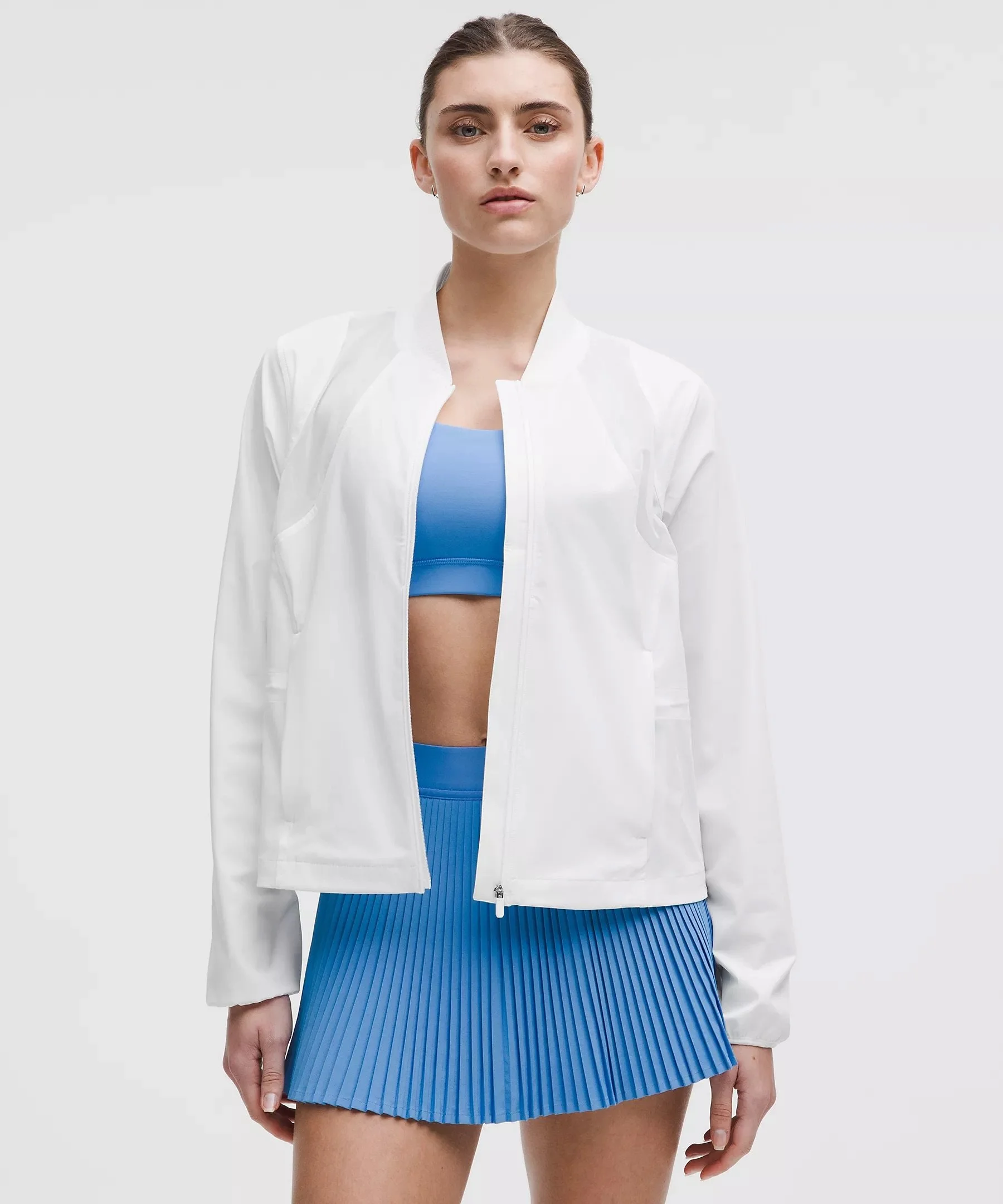 White Mesh-Ventilated Tennis Jacket