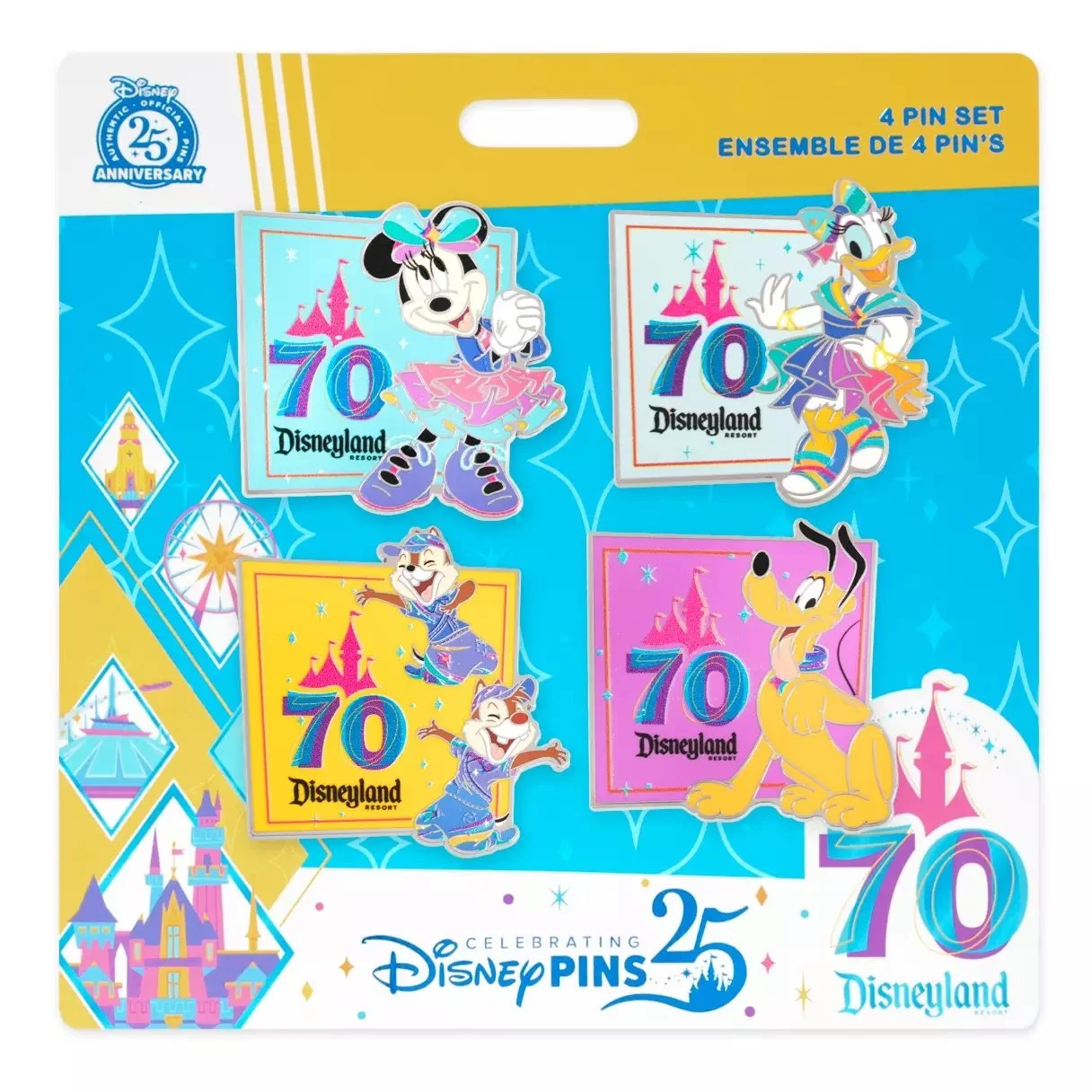 Minnie &amp; Friends Disneyland 70th Anniversary Pin Set
