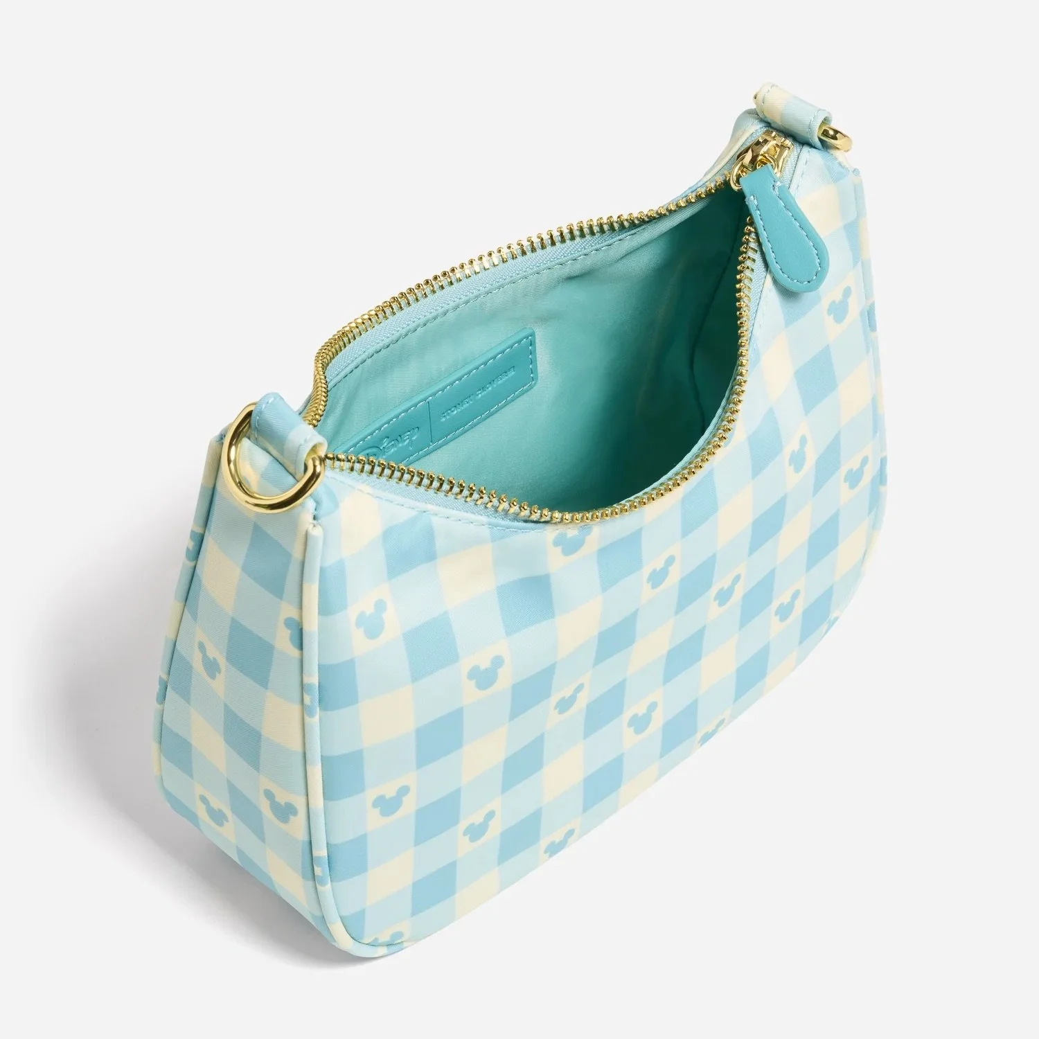 Mickey Gingham Blue Curved Crossbody Bag