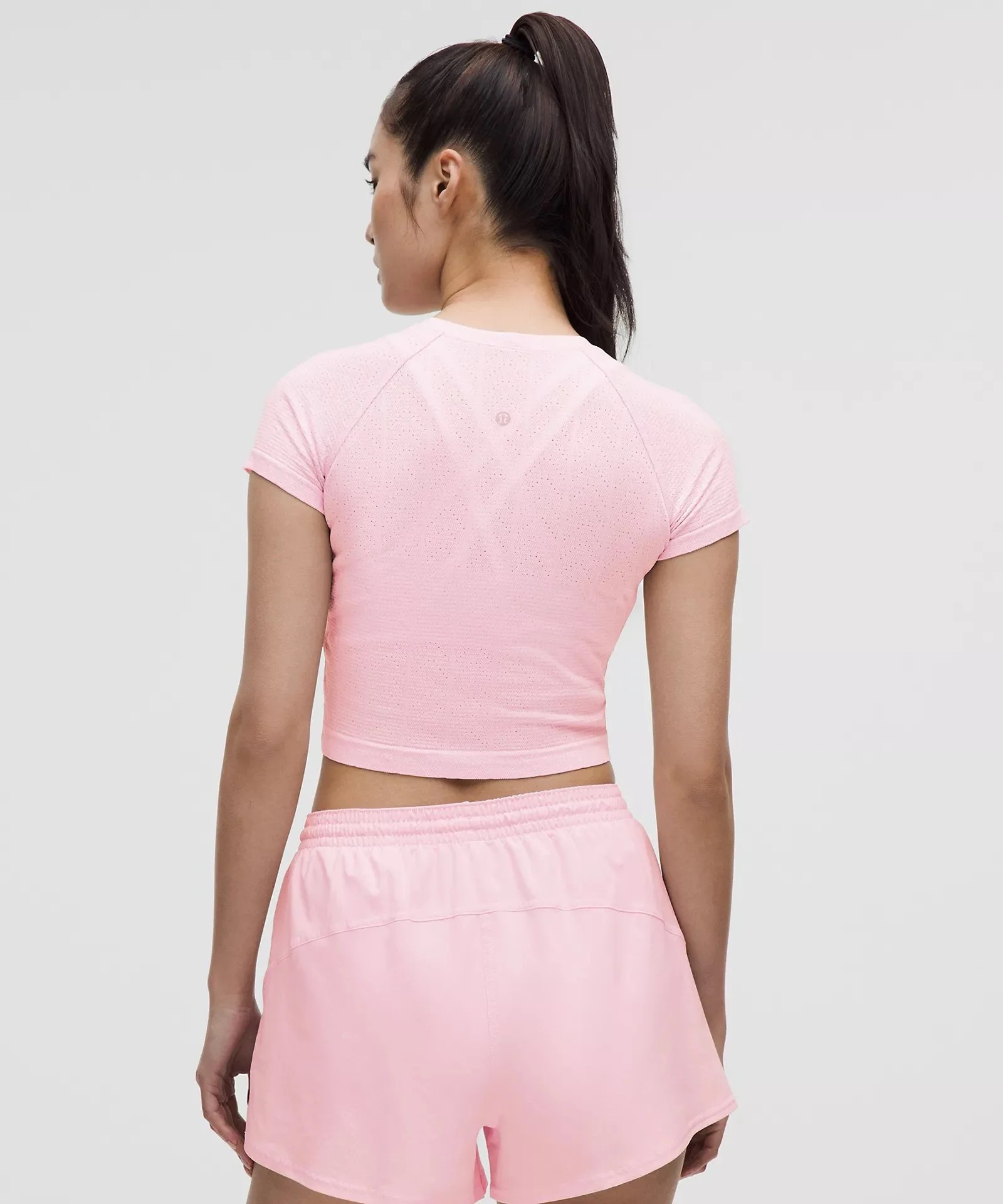 Swiftly Pointelle Cropped Short-Sleeve Shirt