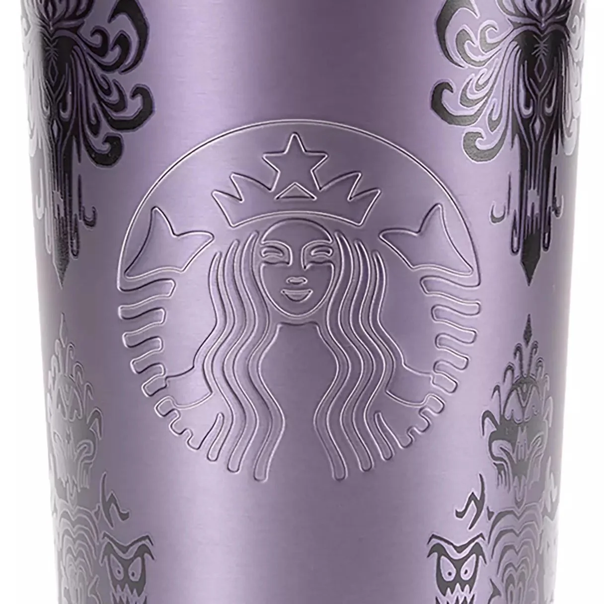 The Haunted Mansion 24oz. Stainless Steel Starbucks Tumbler with Straw Disney Store The Haunted Mansion Wallpaper Starbucks Tumbler Halloween Merchandise Collection July 2025 detail 2.jpeg