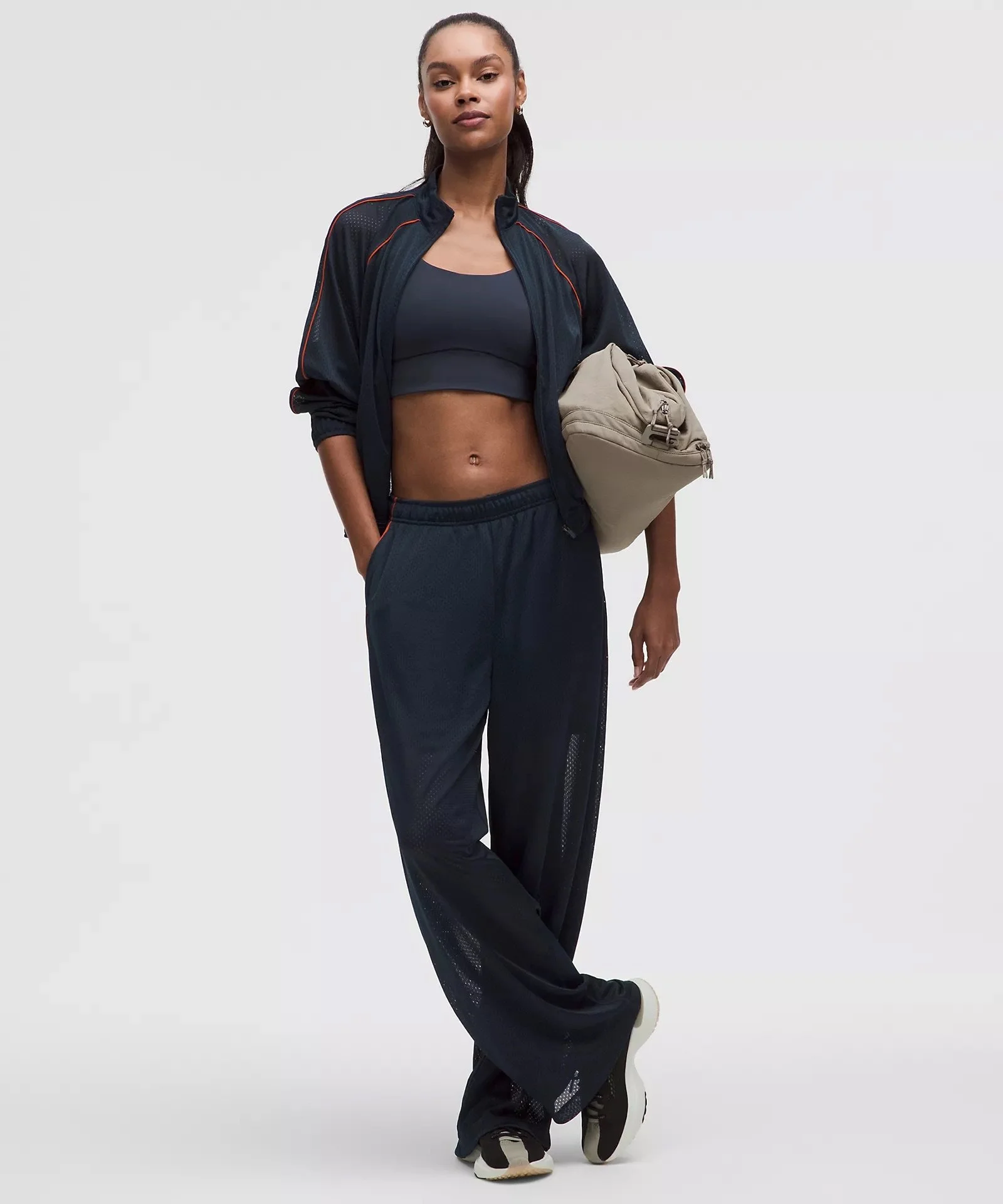 Mesh High-Rise Wide-Leg Training Pant