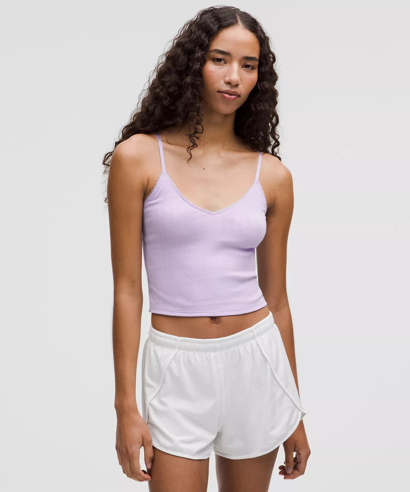 Cotton Pointelle Cropped Cami Tank Top