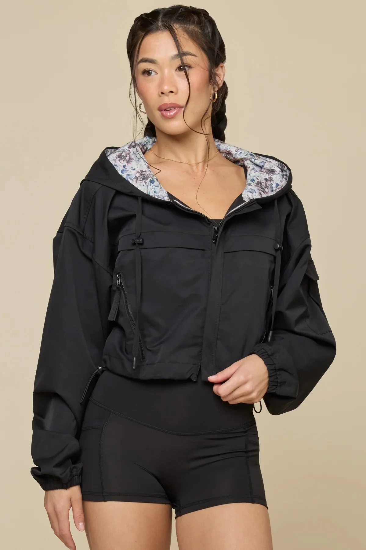 Black Packable Windbreaker
