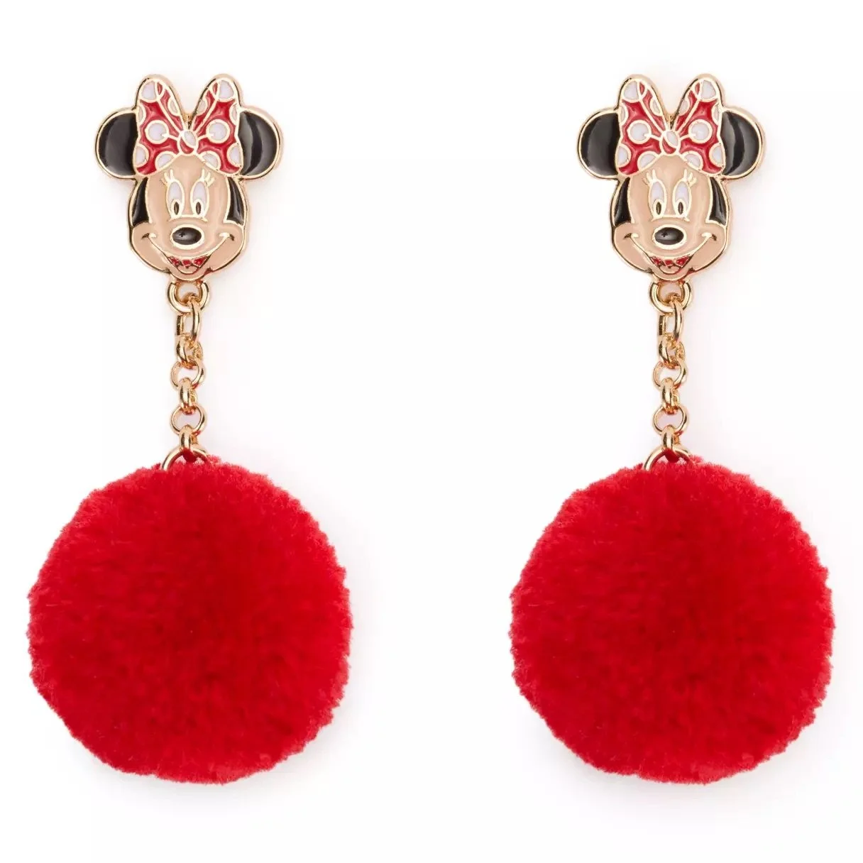 Minnie Mouse Pom Pom Earrings