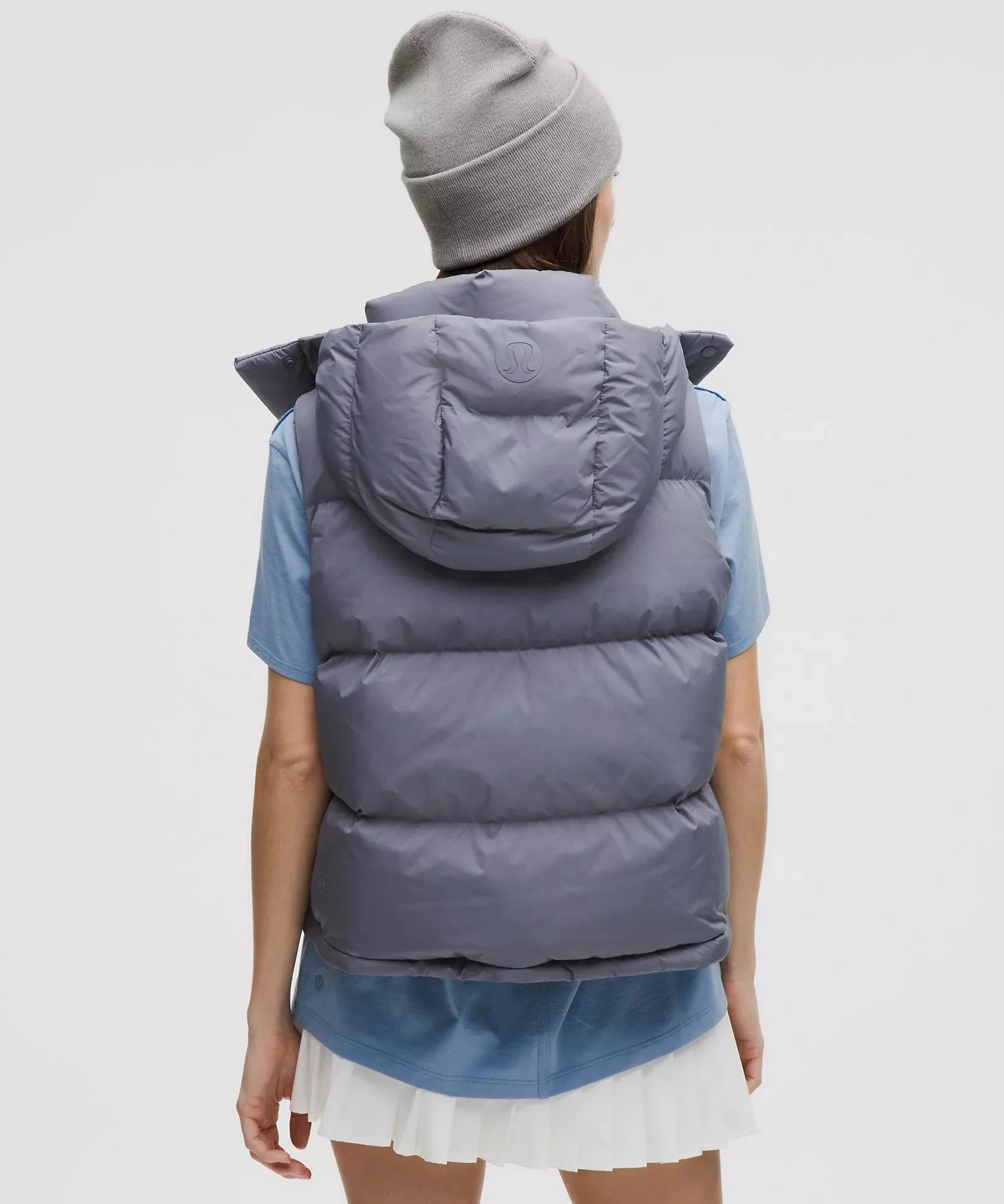 Wunder Puff 600-Down-Fill Cropped Vest - Solar Grey &amp; Rhino Grey
