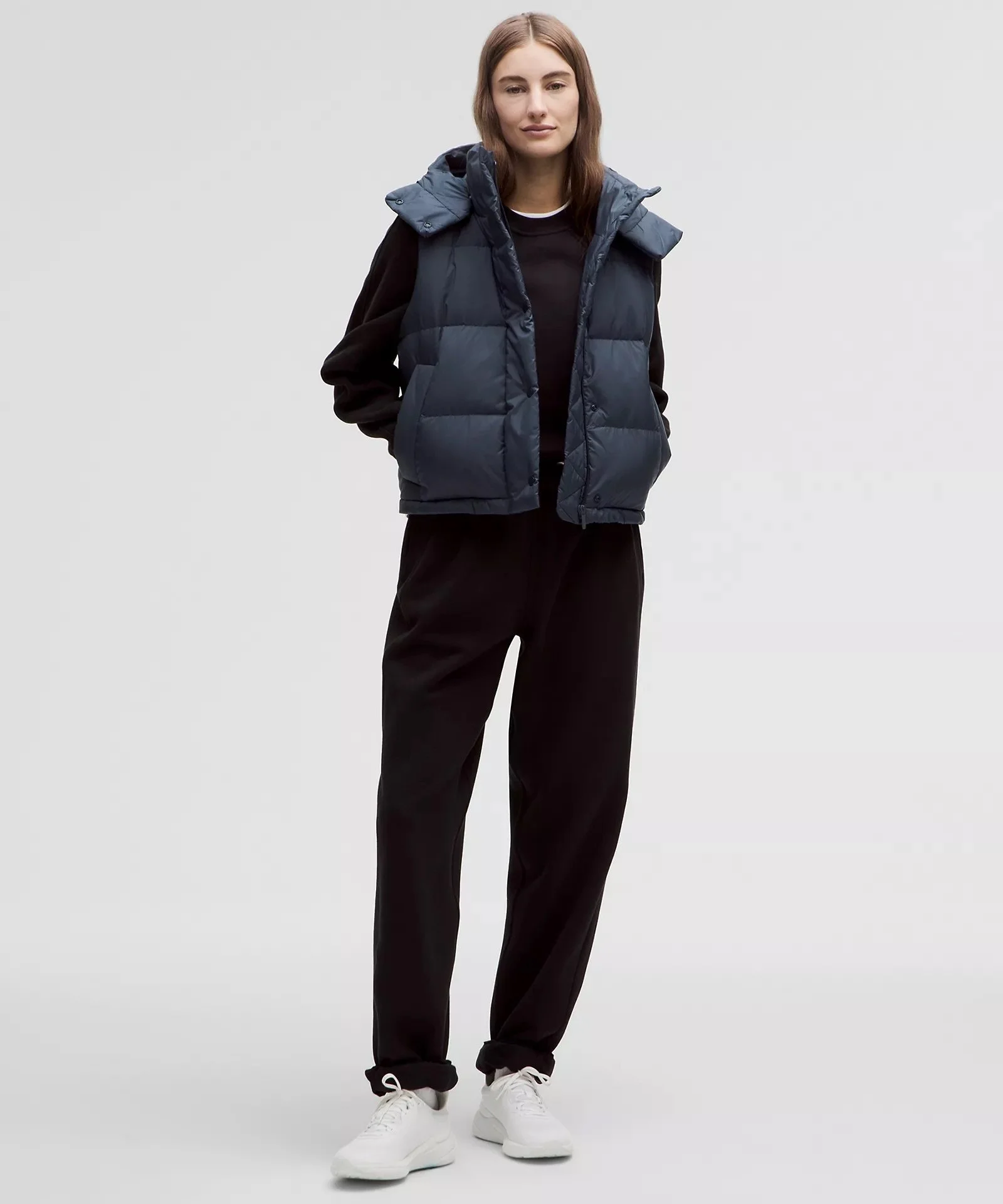 Wunder Puff 600-Down-Fill Cropped Vest - True Navy