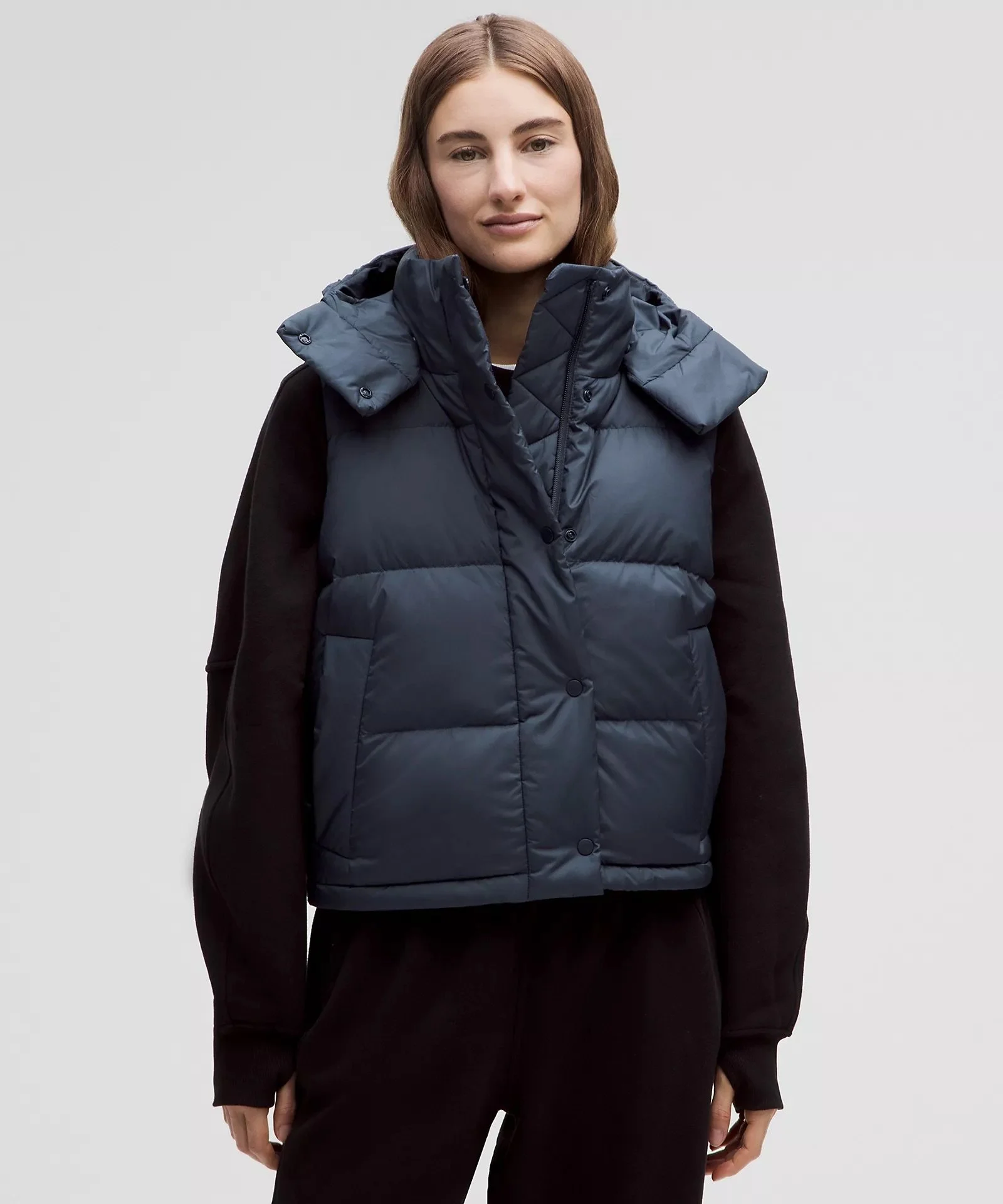 Wunder Puff 600-Down-Fill Cropped Vest - True Navy