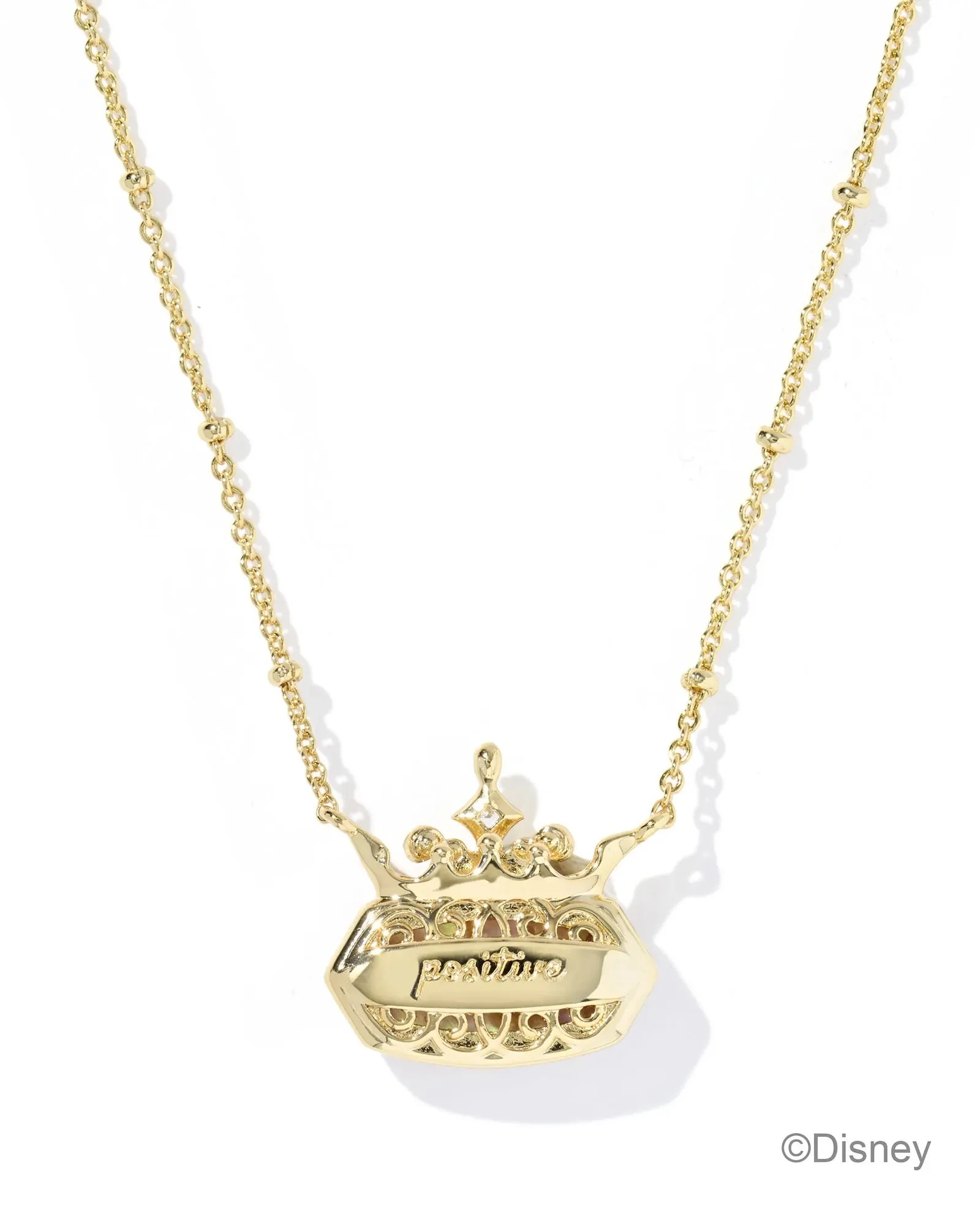 Aurora Gold Short Pendant Necklace - Light Pink Iridescent Abalone