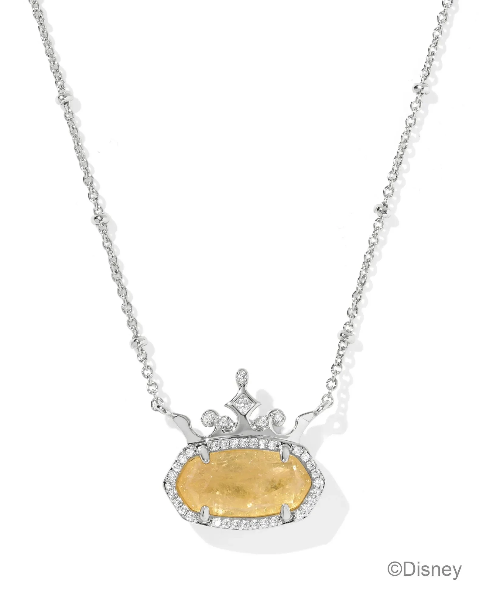 Belle Silver Short Pendant Necklace - Orange Citrine