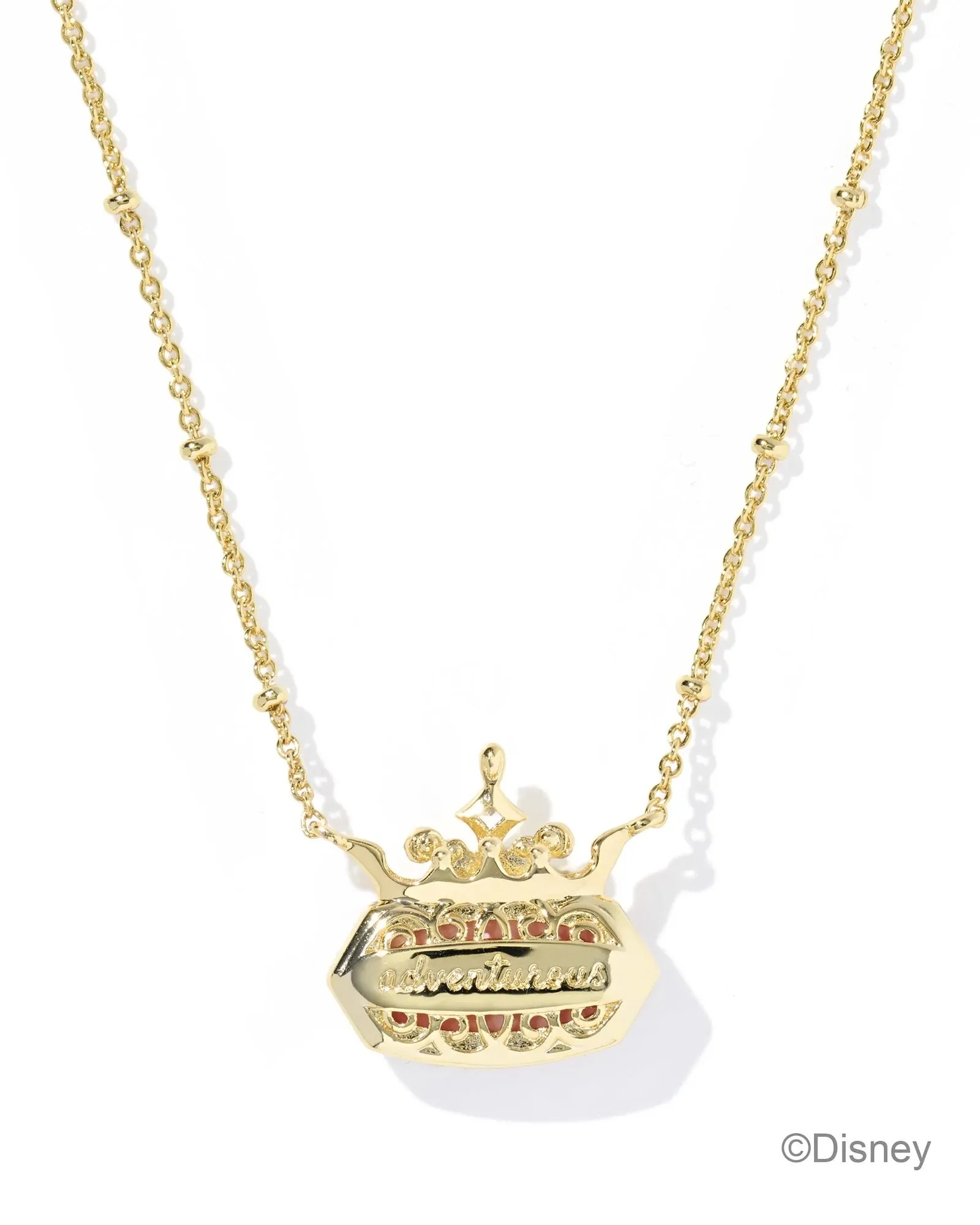 Moana Gold Short Pendant Necklace - Dark Peach Mother of Pearl