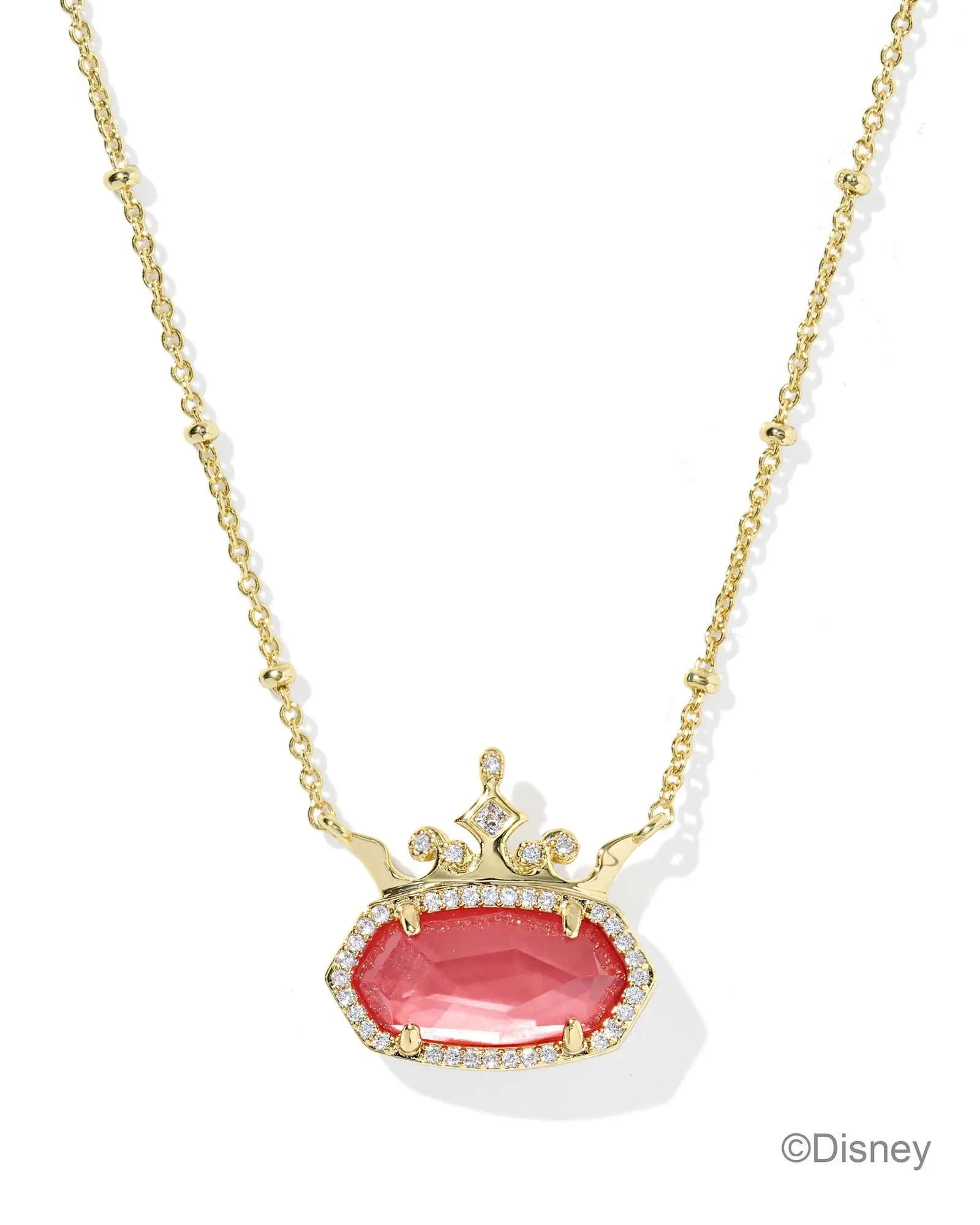 Moana Gold Short Pendant Necklace - Dark Peach Mother of Pearl