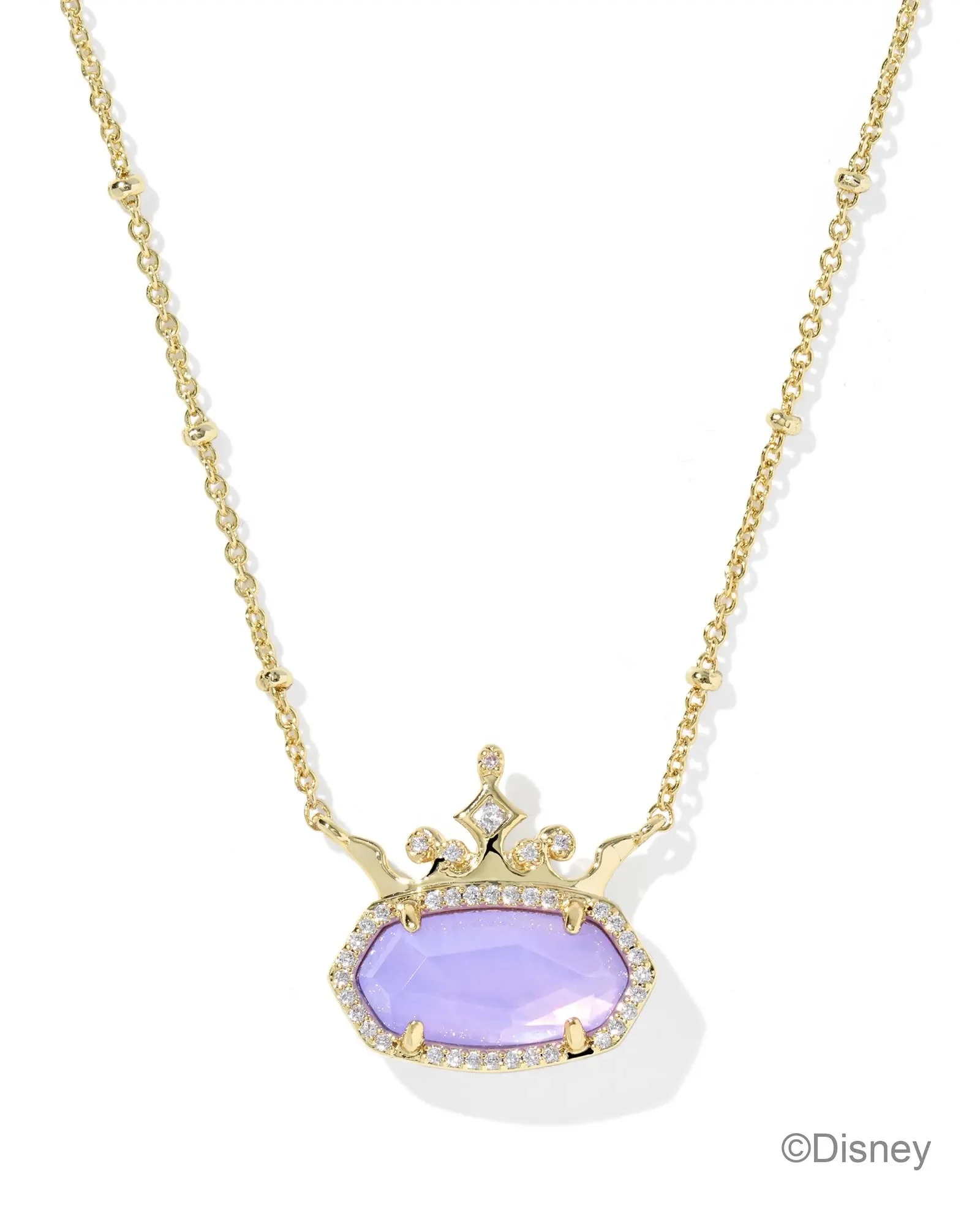 Rapunzel Gold Short Pendant Necklace - Lavender Opalite Illusion