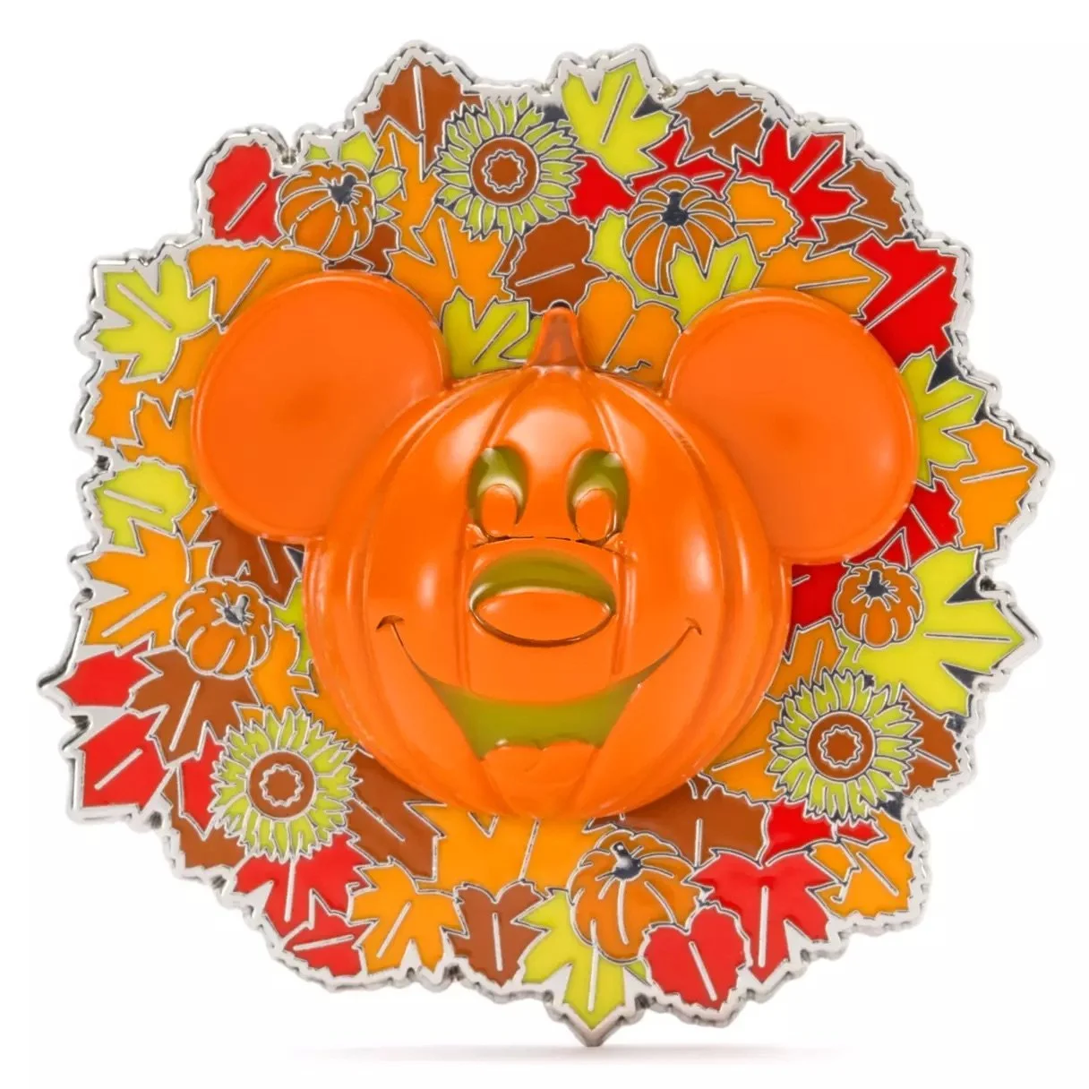 Mickey Jack-o'-Lantern Wreath Light-Up Halloween Pin
