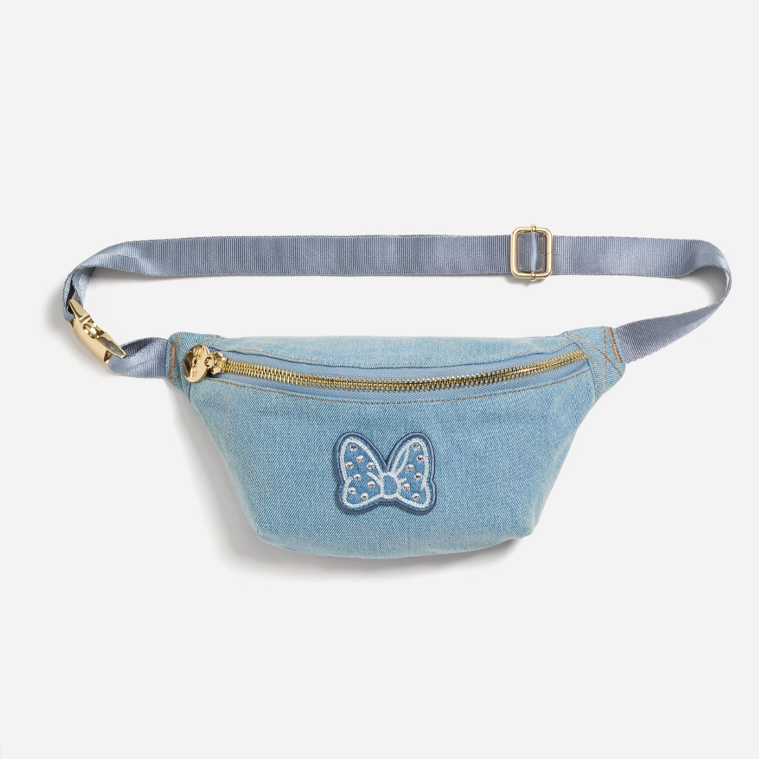 Denim Minnie Bow with Crystals Fanny Pack
