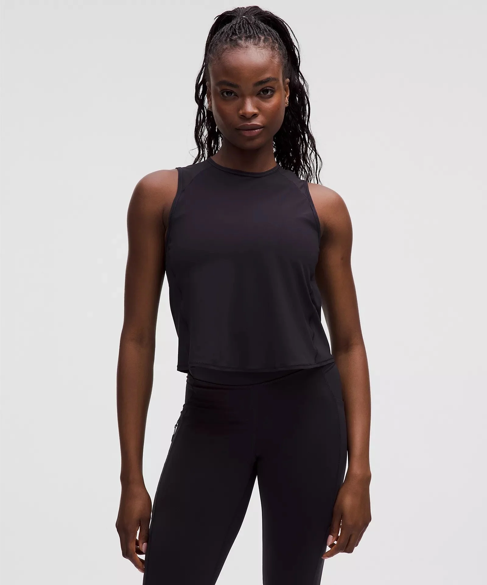 Sculpt Cropped Cross-Vent Tank Top