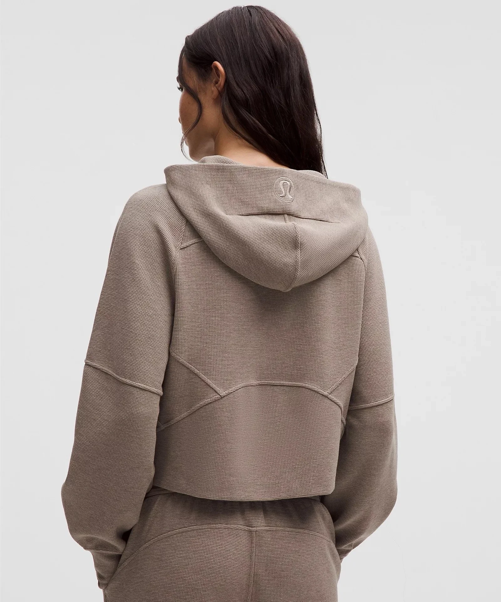 Warm Ash Grey - Scuba Oversized Full-Zip Hoodie Waffle