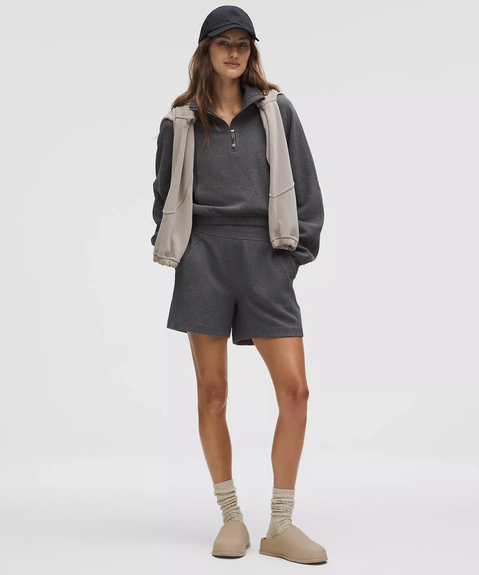 Graphite Grey - Scuba High-Rise Short 5" Waffle