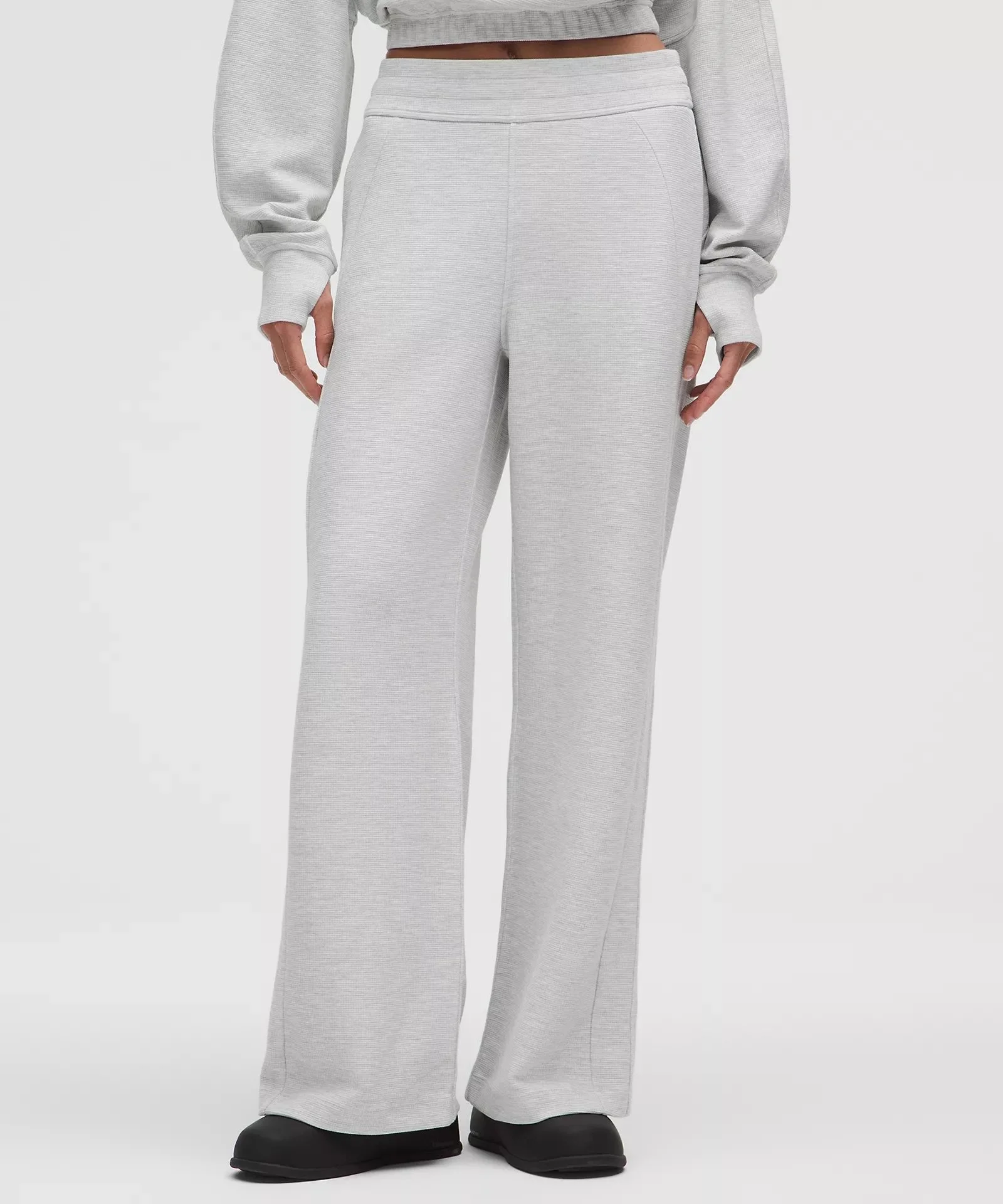 Core Ultra Light Grey - Scuba Mid-Rise Wide-Leg Pant Waffle