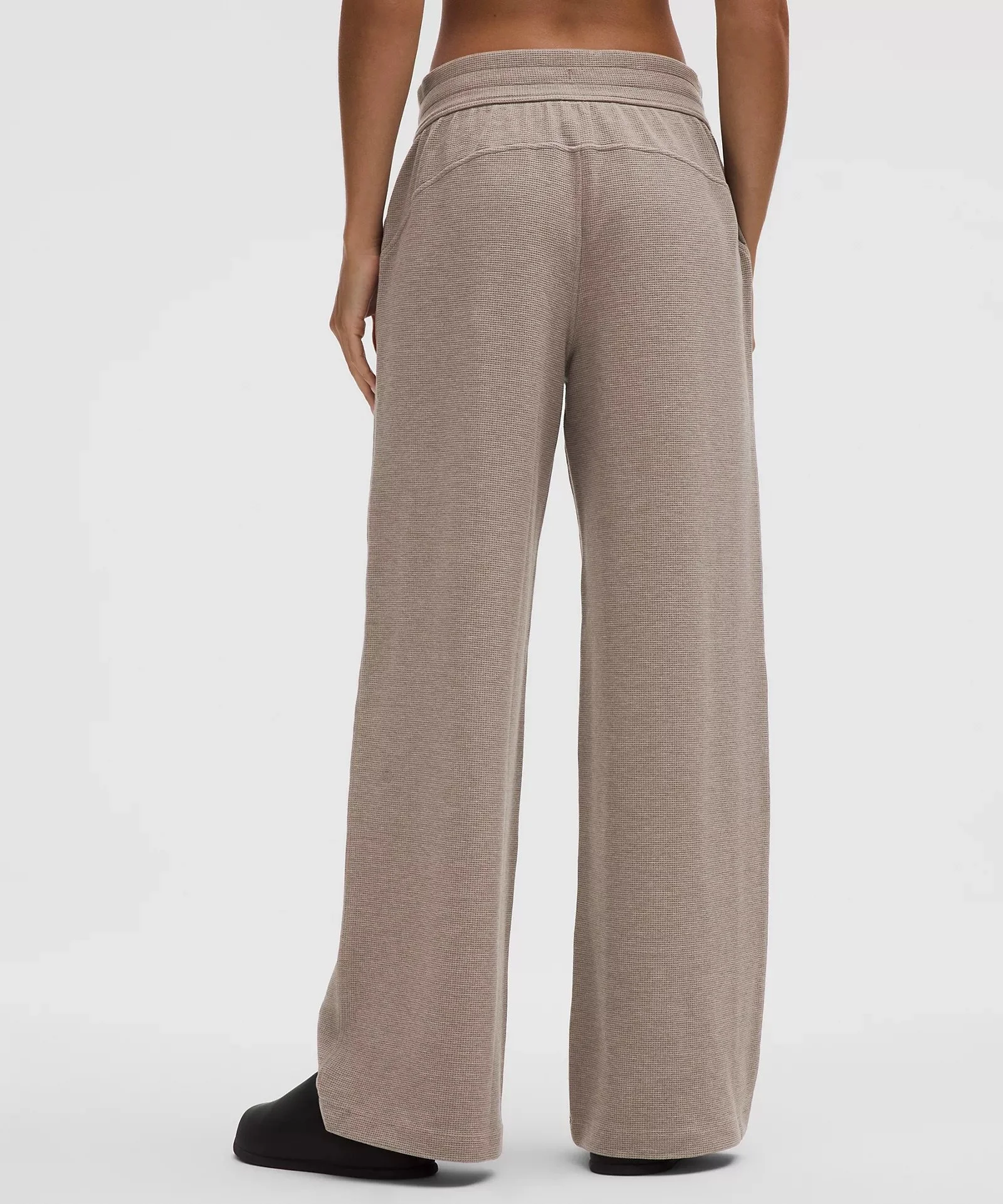 Warm Ash Grey - Scuba Mid-Rise Wide-Leg Pant Waffle