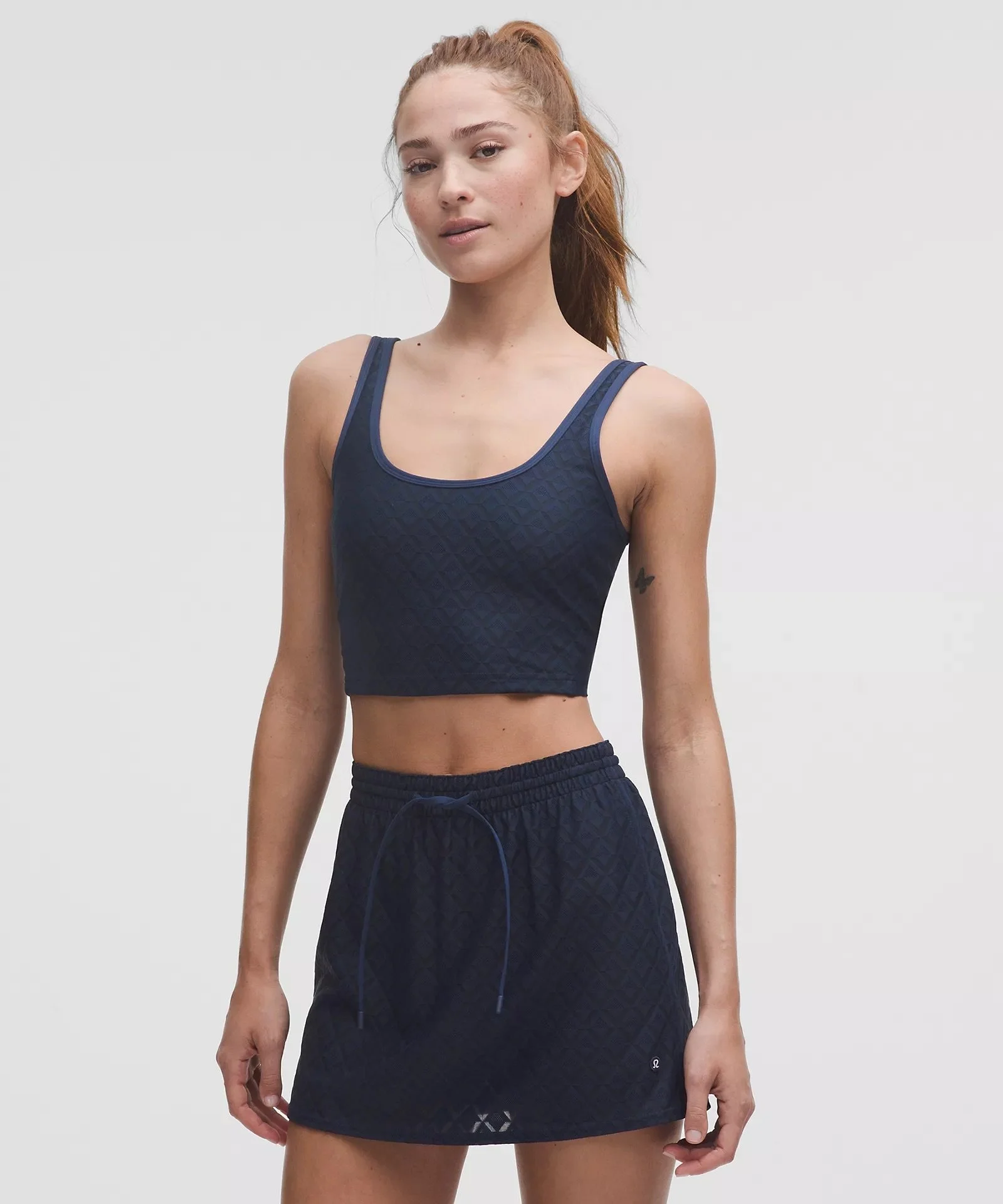 Textured Mesh Tennis Tank Top - Club Blue