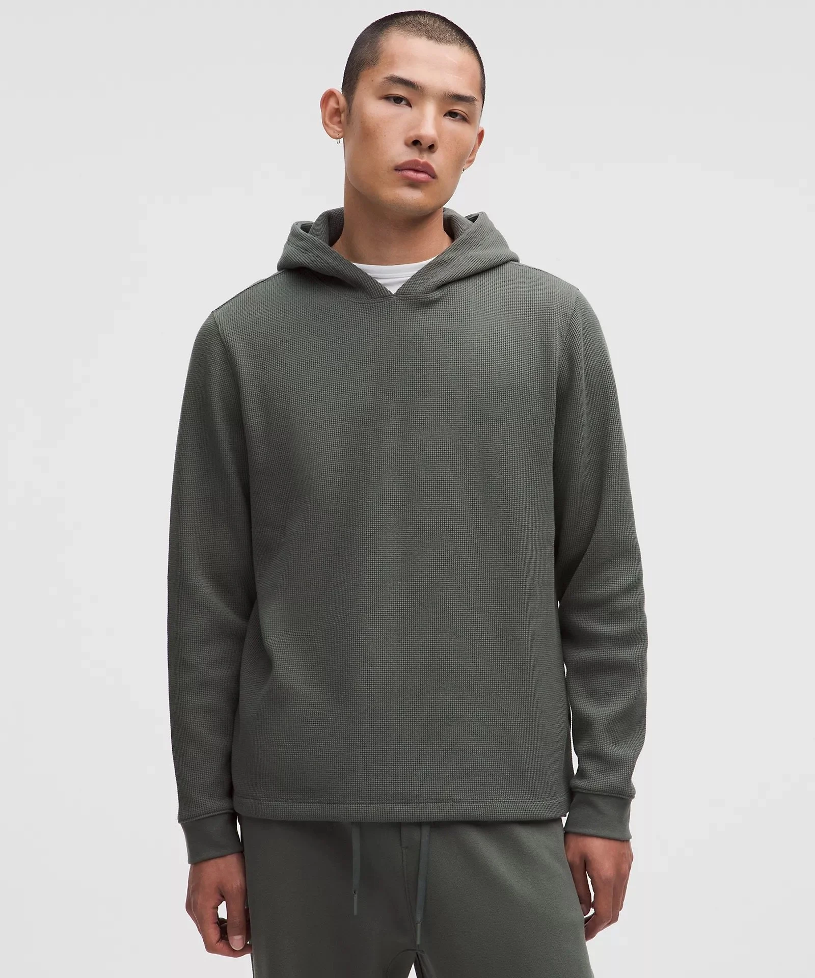 Cotton-Blend Waffle Knit Hoodie
