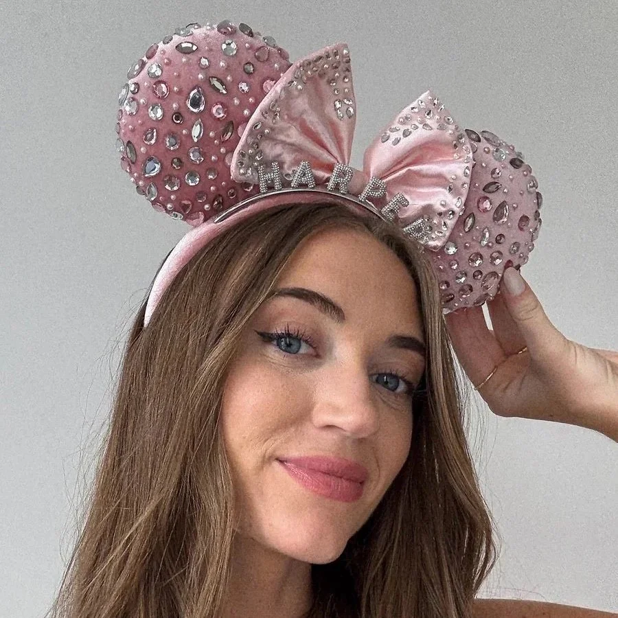 Disney BaubleBar Minnie Mouse Pink and Silver Gem Custom Ear Headband