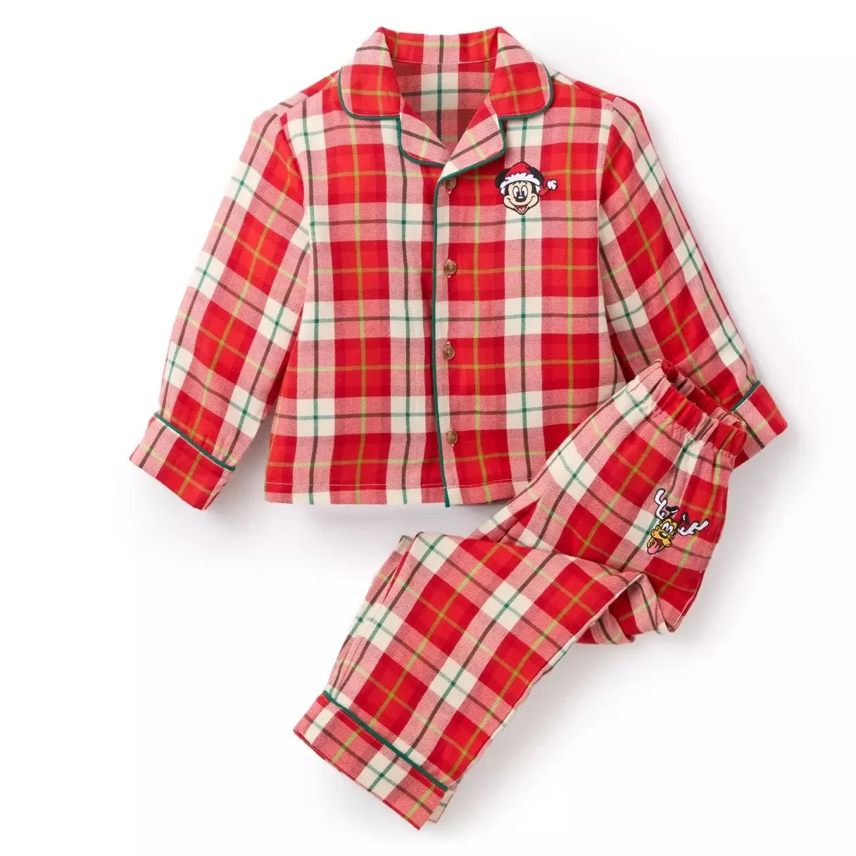 Kids Mickey & Pluto Plaid Holiday Sleep Set
