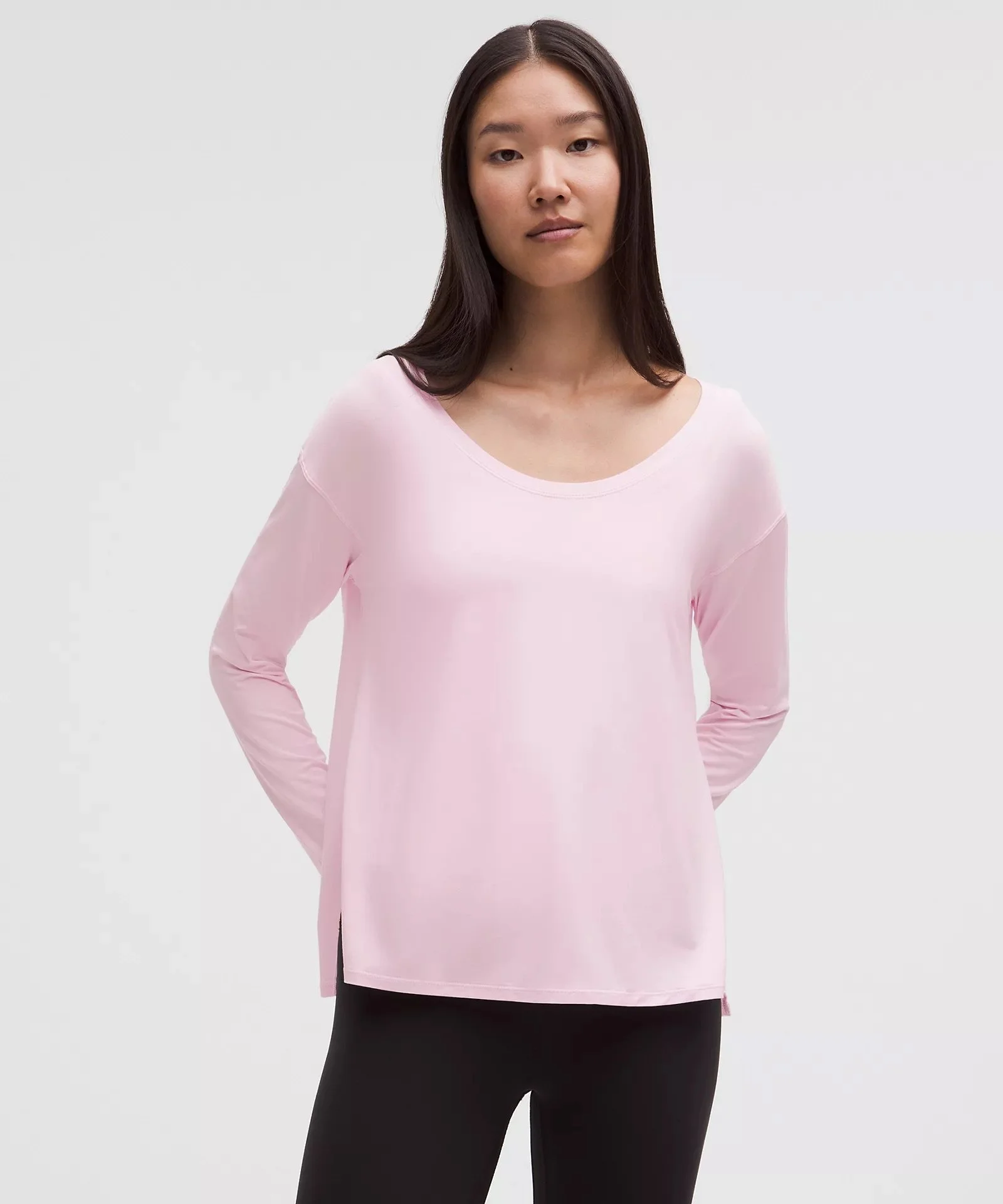 SilkAppeal Side-Slit Long-Sleeve Shirt