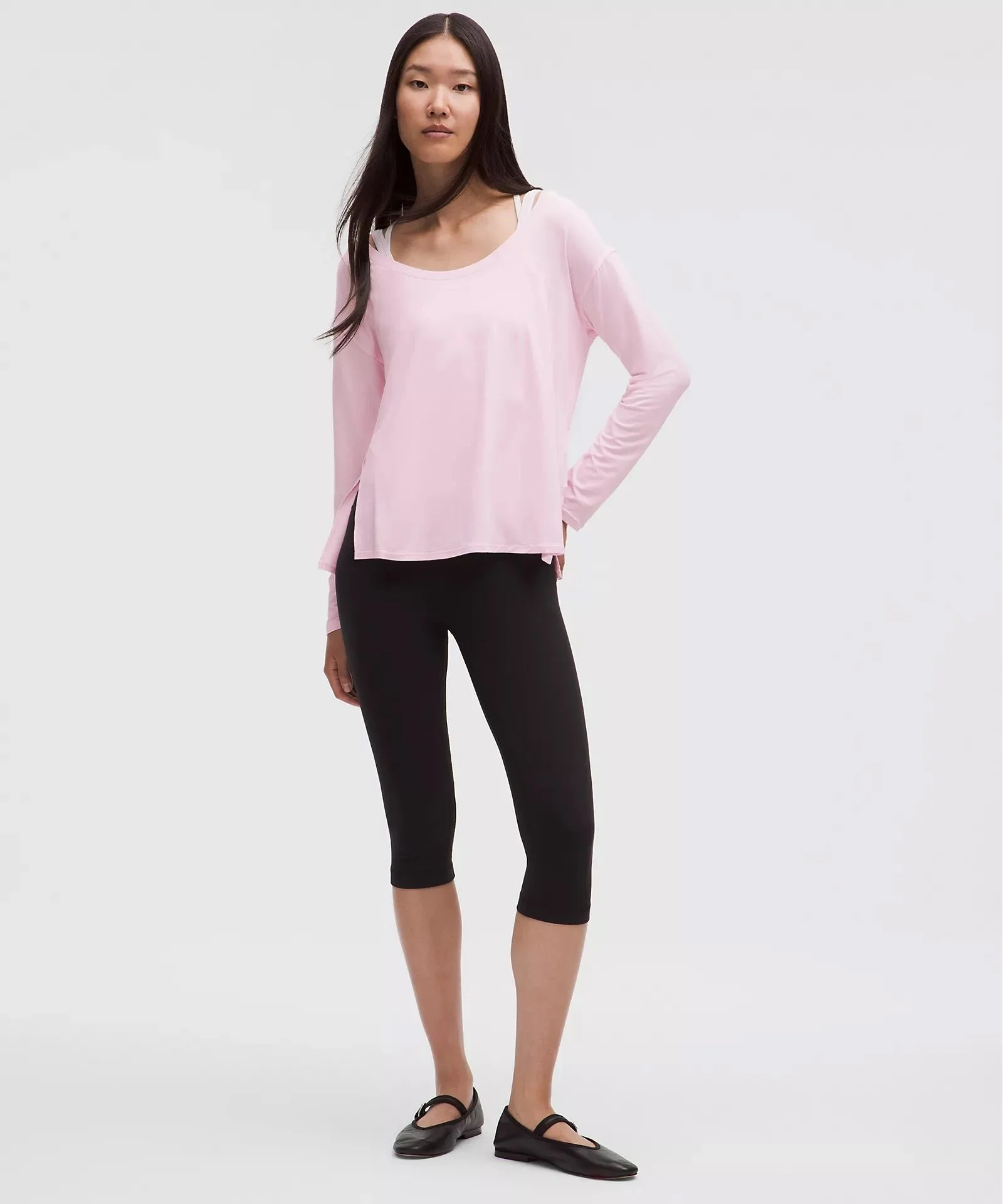 SilkAppeal Side-Slit Long-Sleeve Shirt