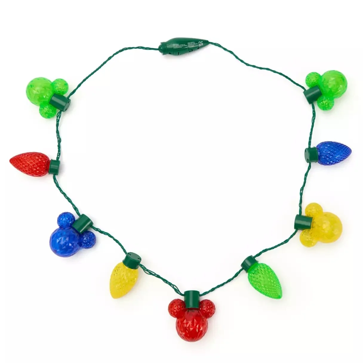 Mickey Icon Colored Light-Up Holiday Glow Necklace