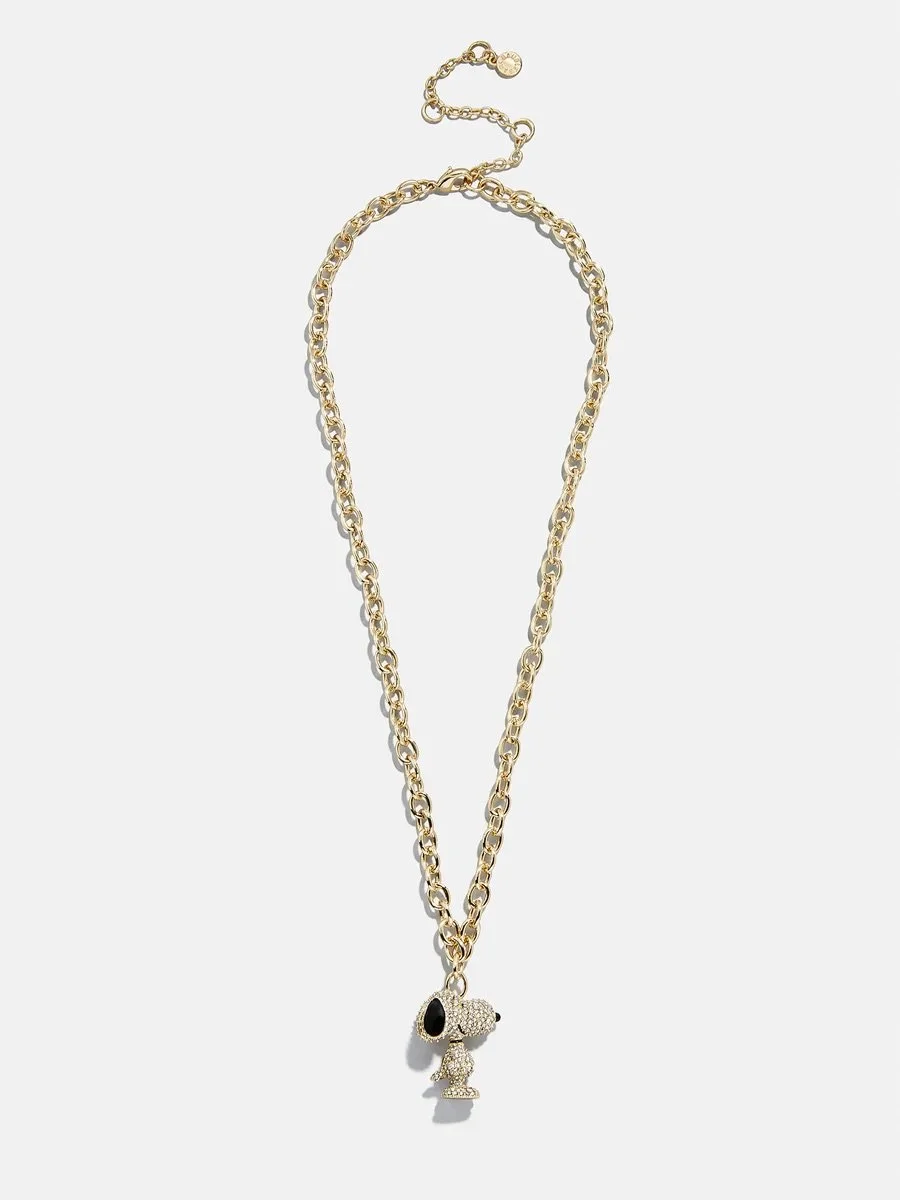 Snoopy Pendant Necklace - Gold Pavé