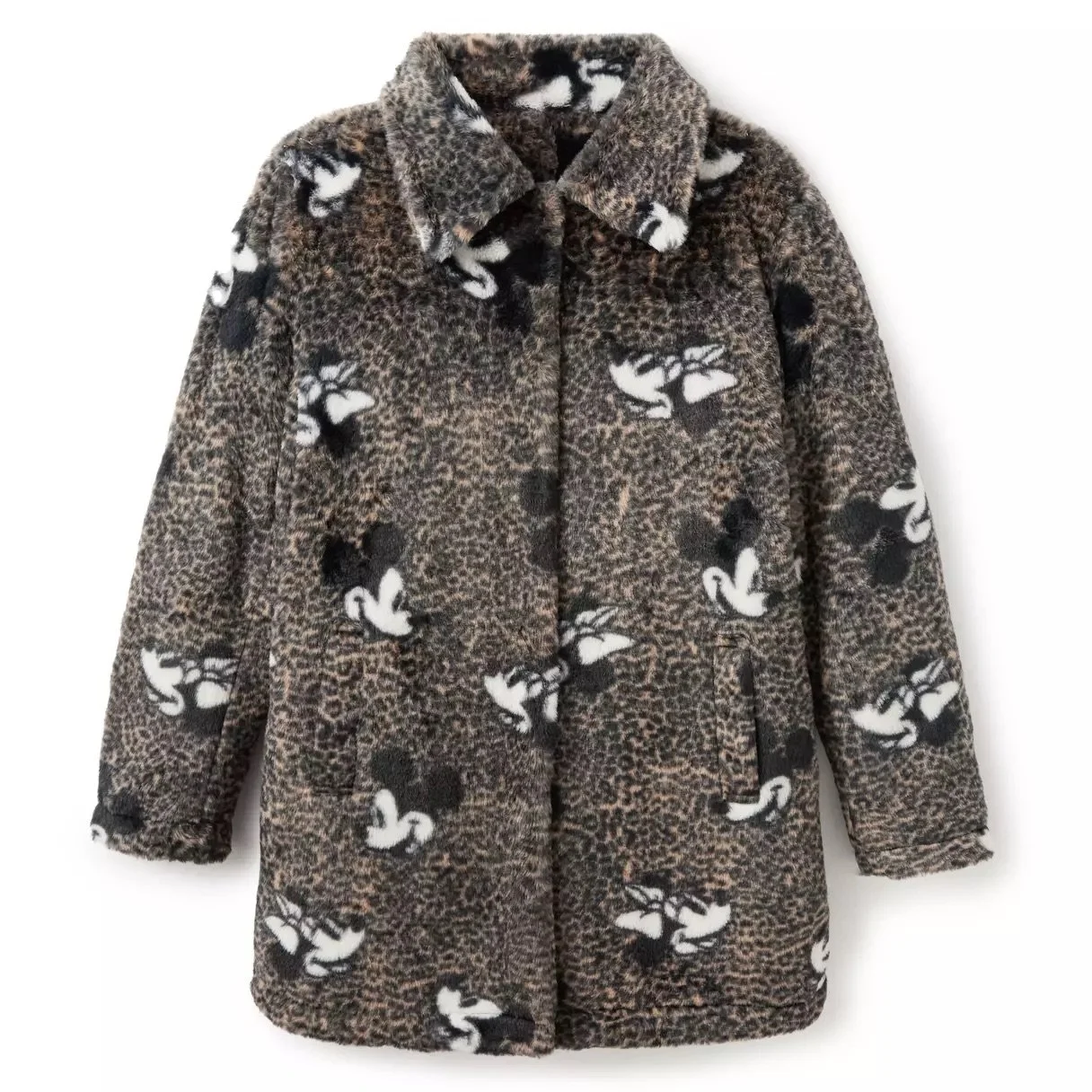 Mickey &amp; Minnie Faux Fur Animal Print Coat