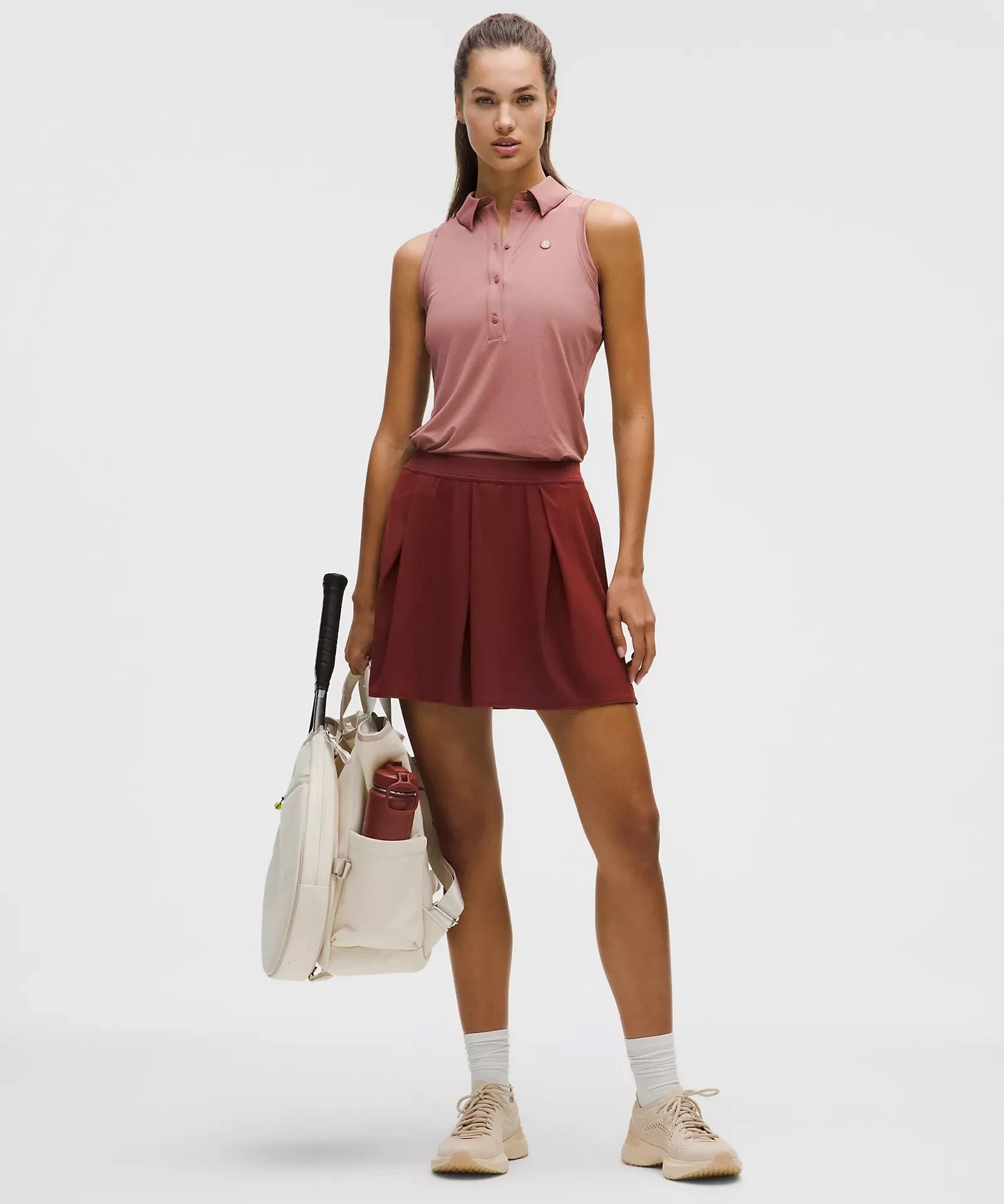 Angled-Pleat High-Rise Tennis Skirt