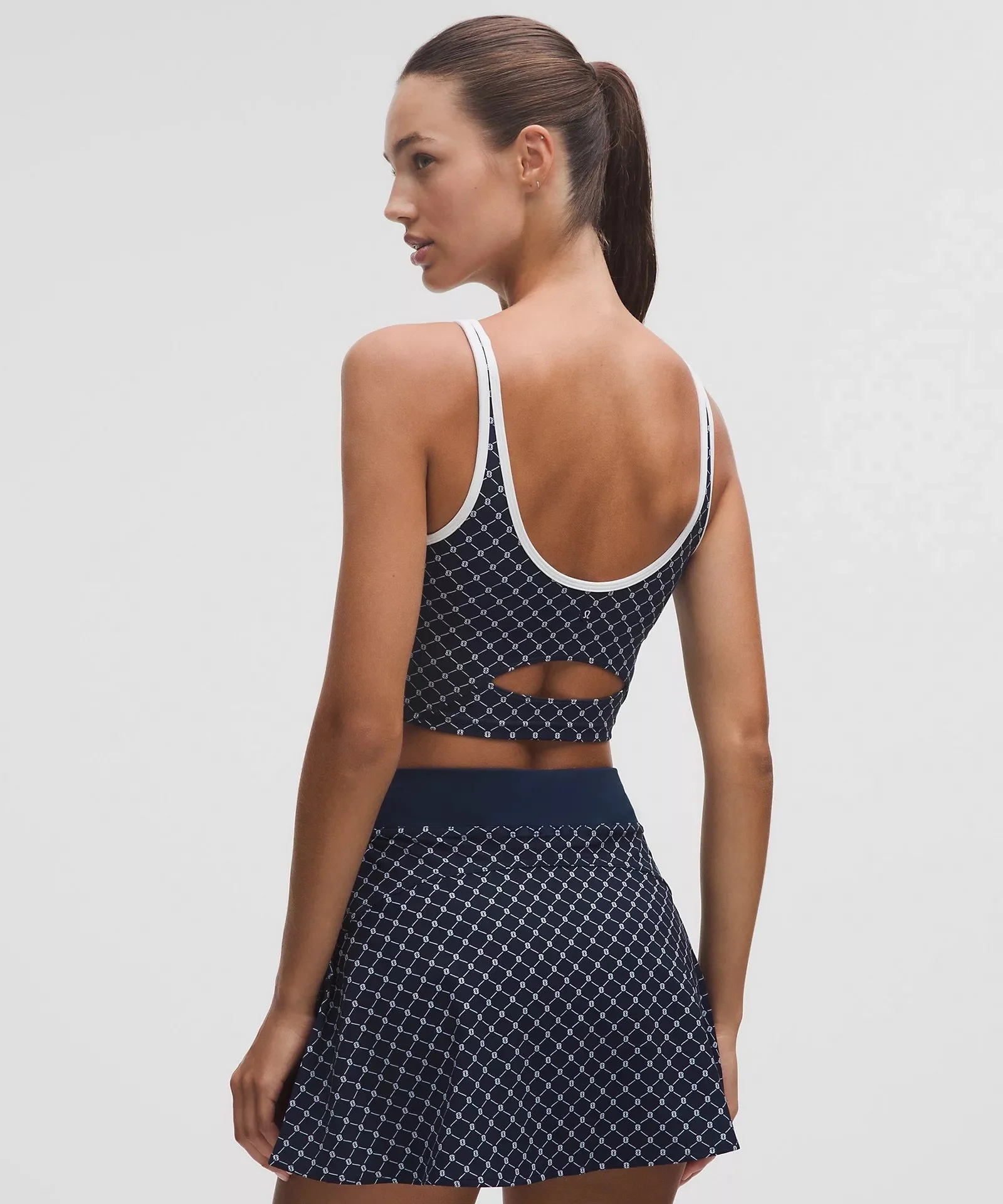 Scoop-Neck Cutout Tennis Tank Top - Blue