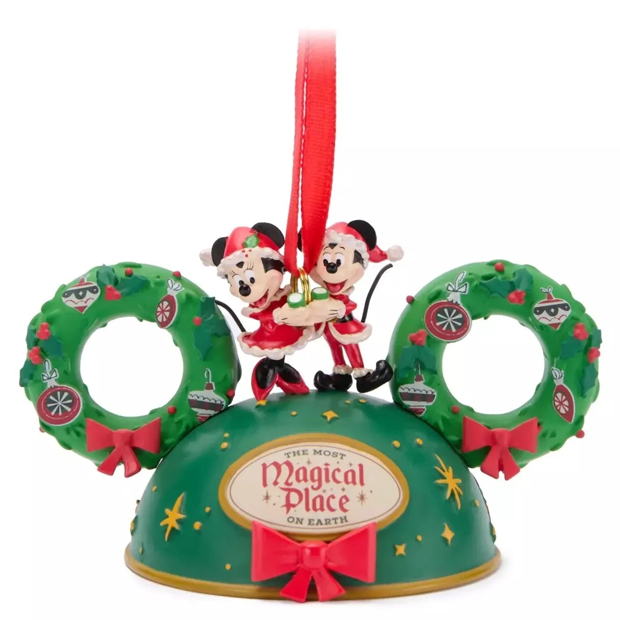 Santa Mickey &amp; Minnie Holiday Ear Hat Ornament
