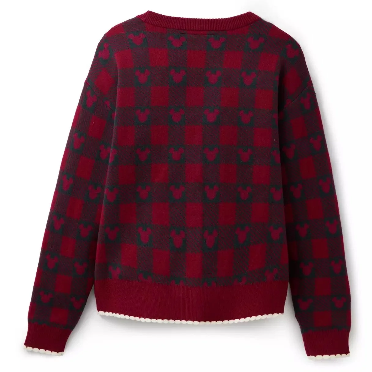 Mickey Icon Holiday Plaid Knit Cardigan Sweater