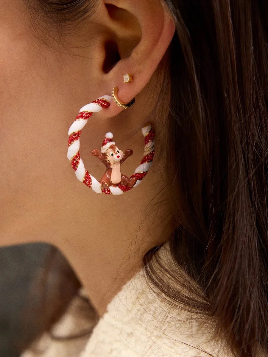 Chip ‘N Dale Candy Cane Hoop Earrings