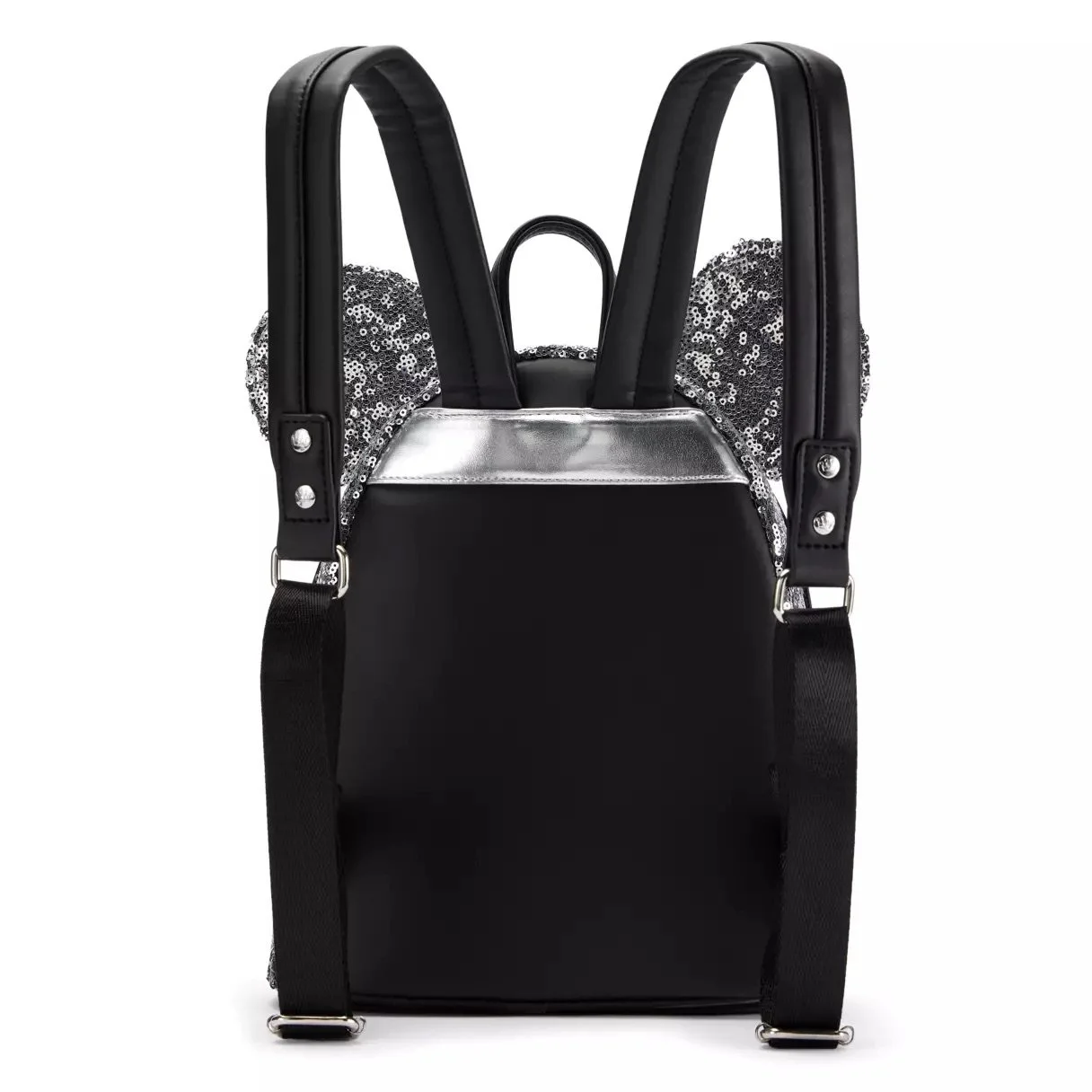 Minnie Sequined Silver &amp; Black Loungefly Mini Backpack