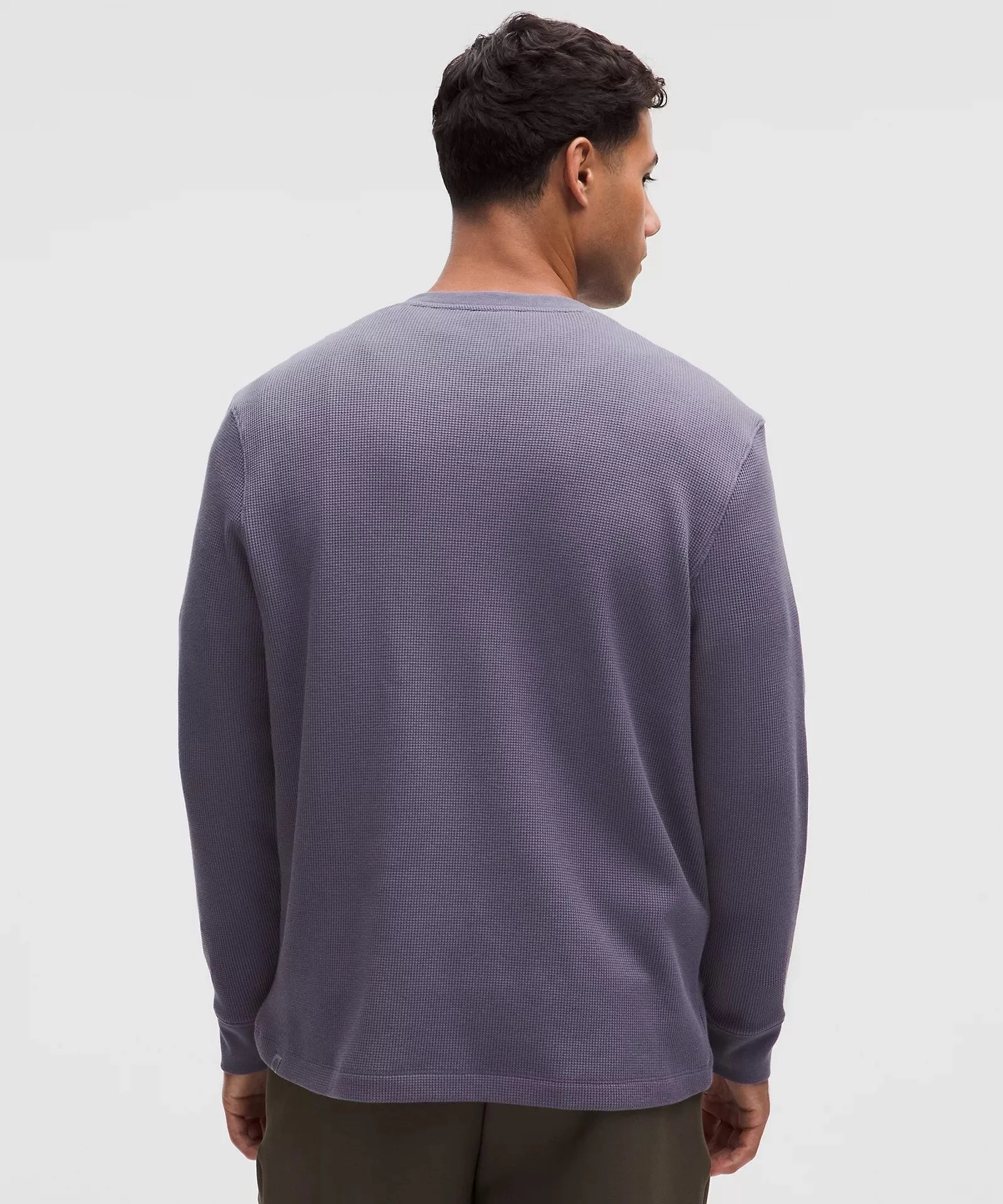 Cotton-Blend Waffle Knit Long-Sleeve Shirt