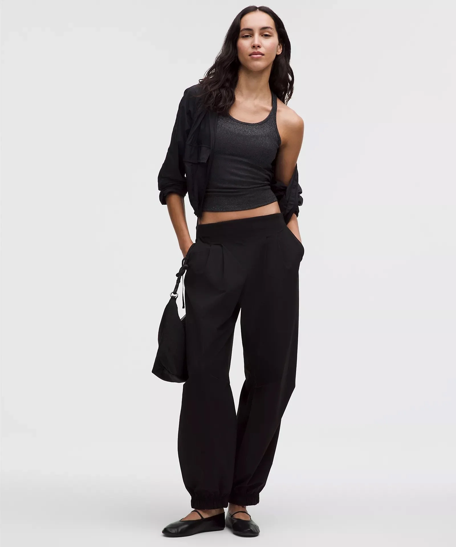 Hold Tight Thin-Strap Tank Top Sparkle - Black