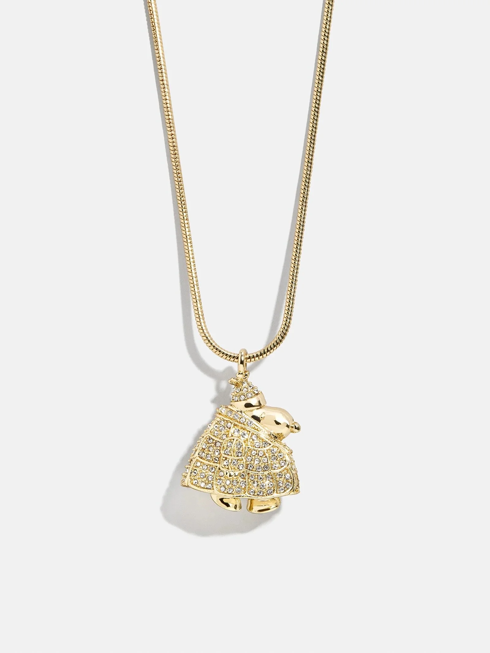 Snoopy Puffer Jacket Gold Pavé Necklace