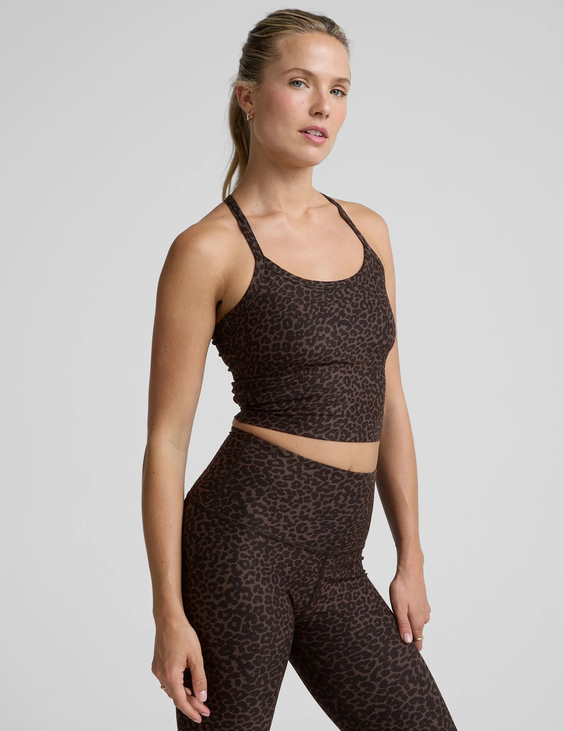 Espresso Leopard SoftMark Slim Racerback Cropped Tank