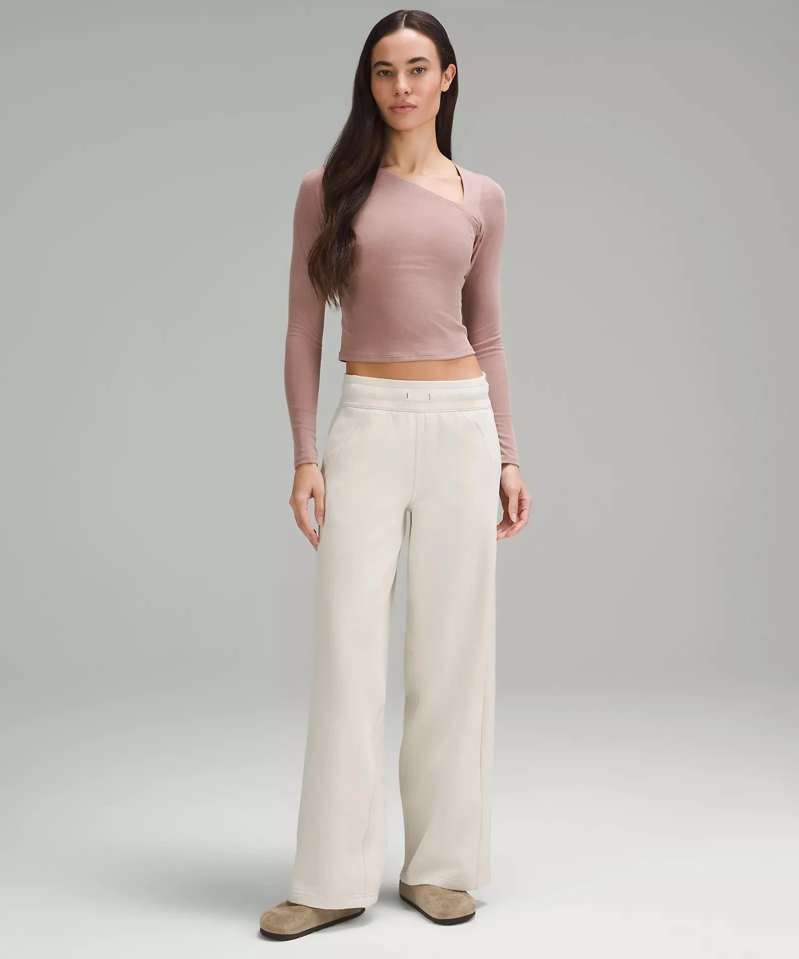 Soft Ribbed Asymmetrical Long-Sleeve Shirt