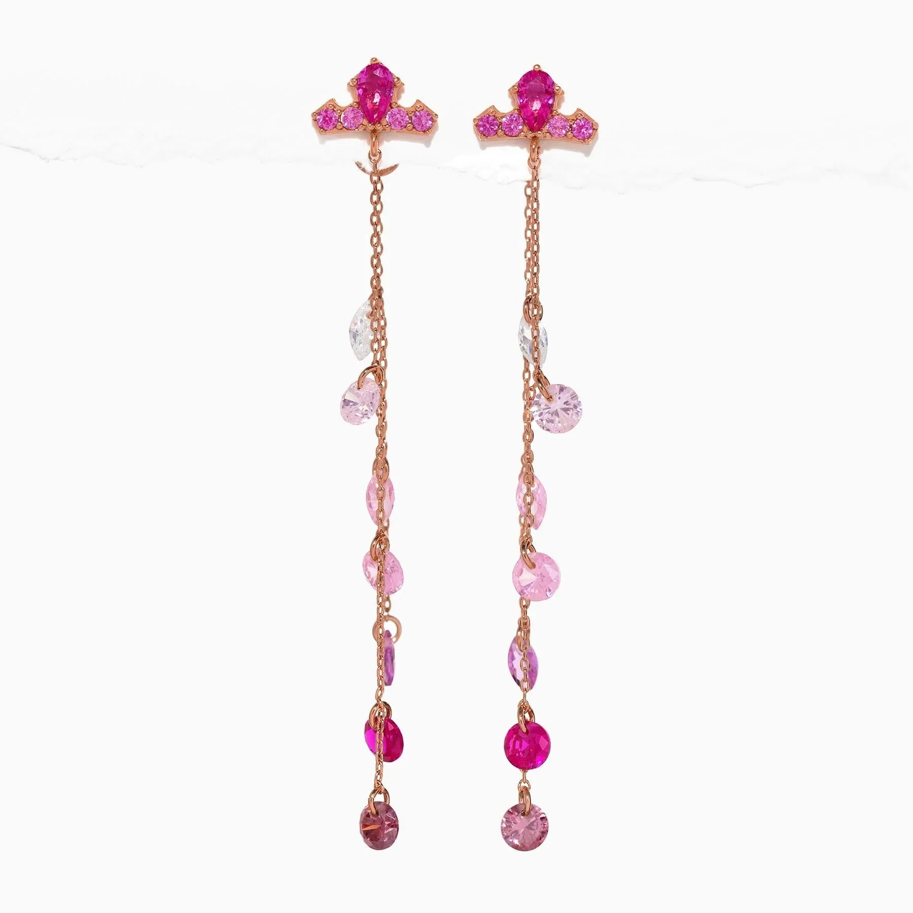 Sleeping&nbsp;Beauty&nbsp;Aurora&nbsp;Crown&nbsp;Dangle&nbsp;Earrings - Rose Gold