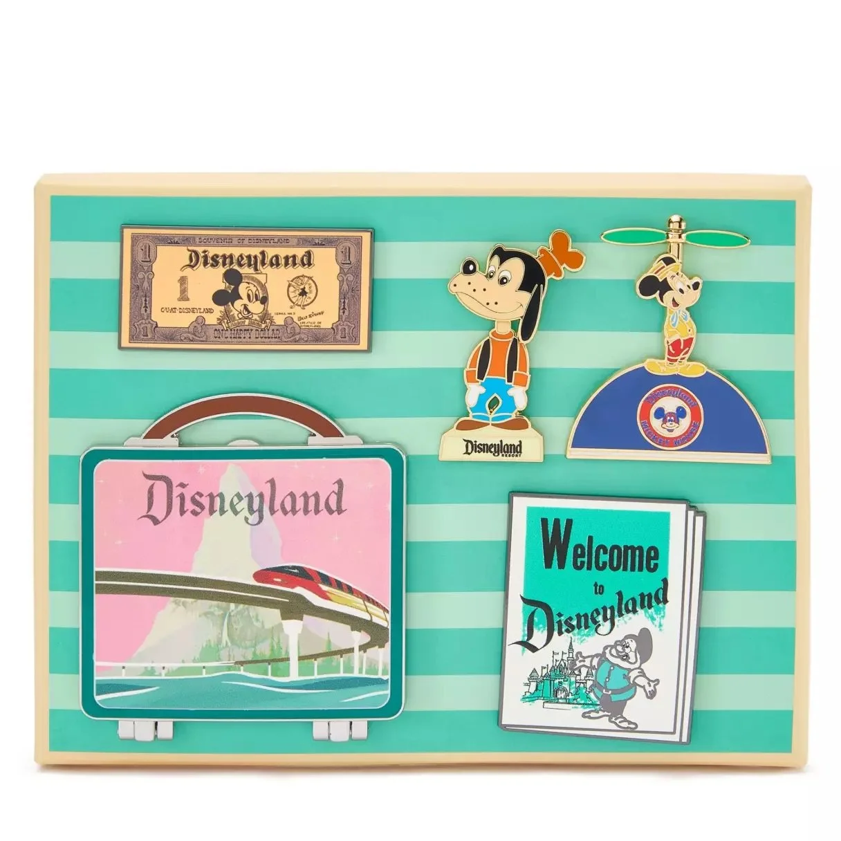Disneyland 70th Anniversary Souvenir Box Pin Set
