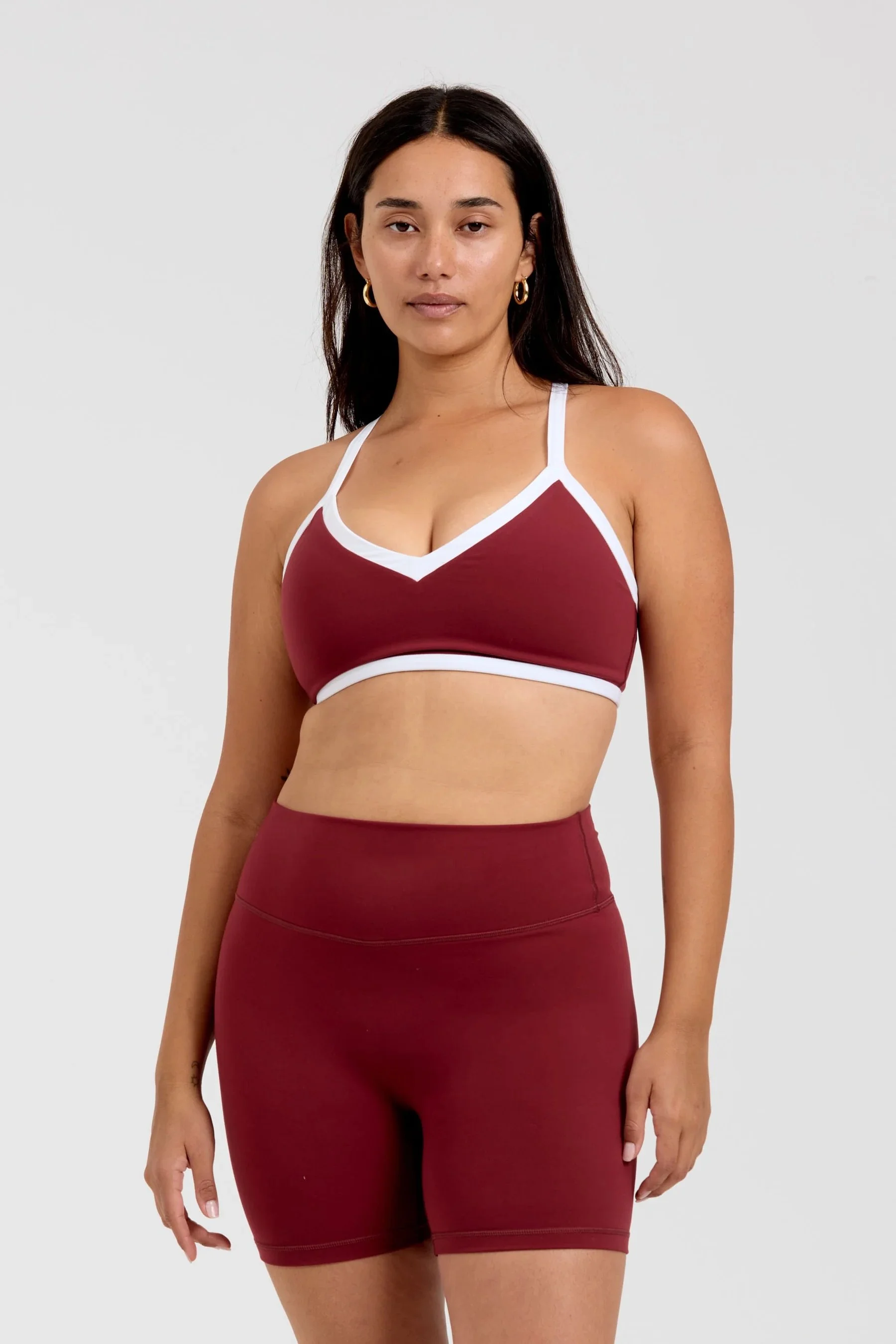 Reversible V-Neck Bra in Cherry &amp; White