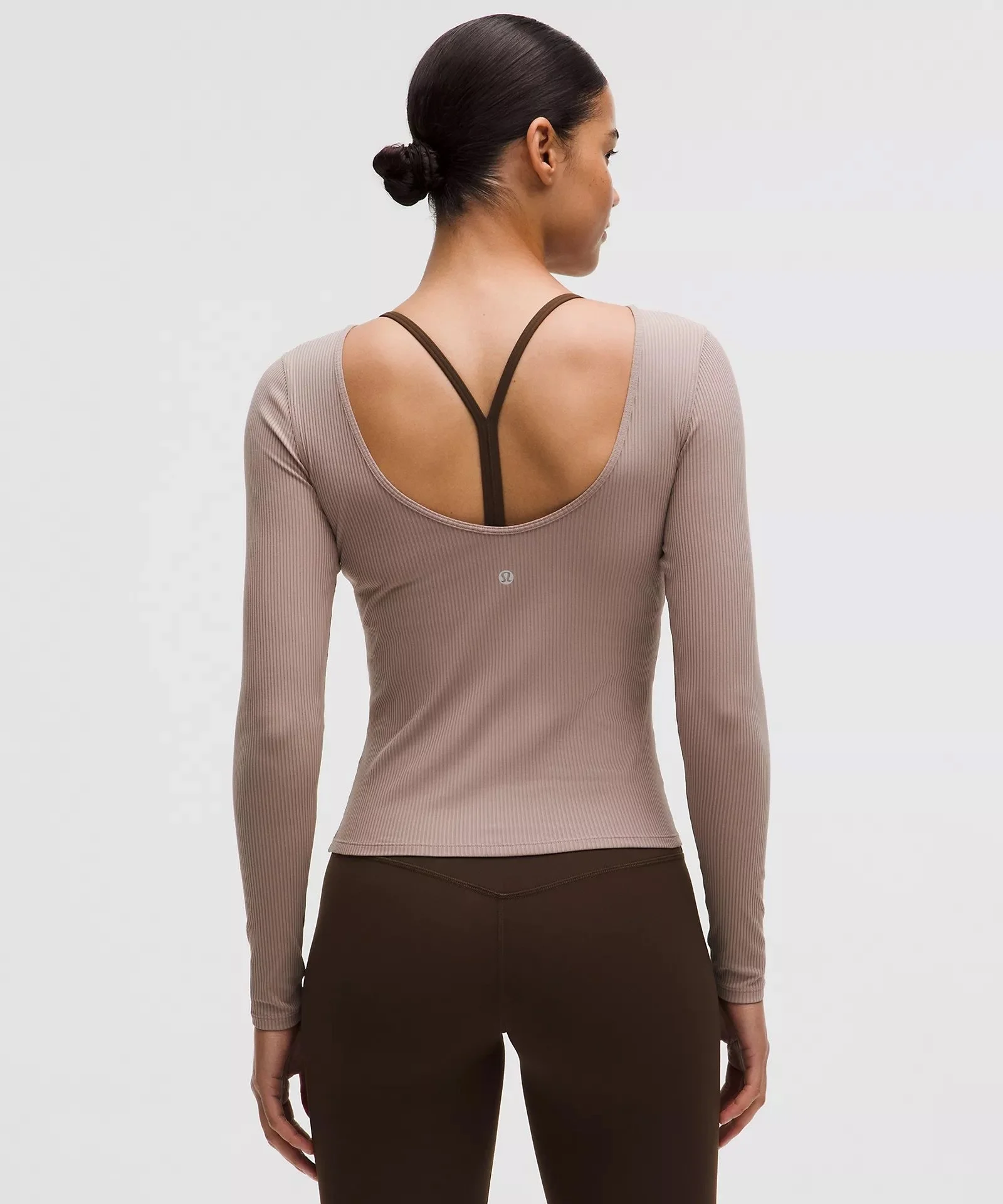 Ribbed Scoop-Back Yoga Long-Sleeve Shirt