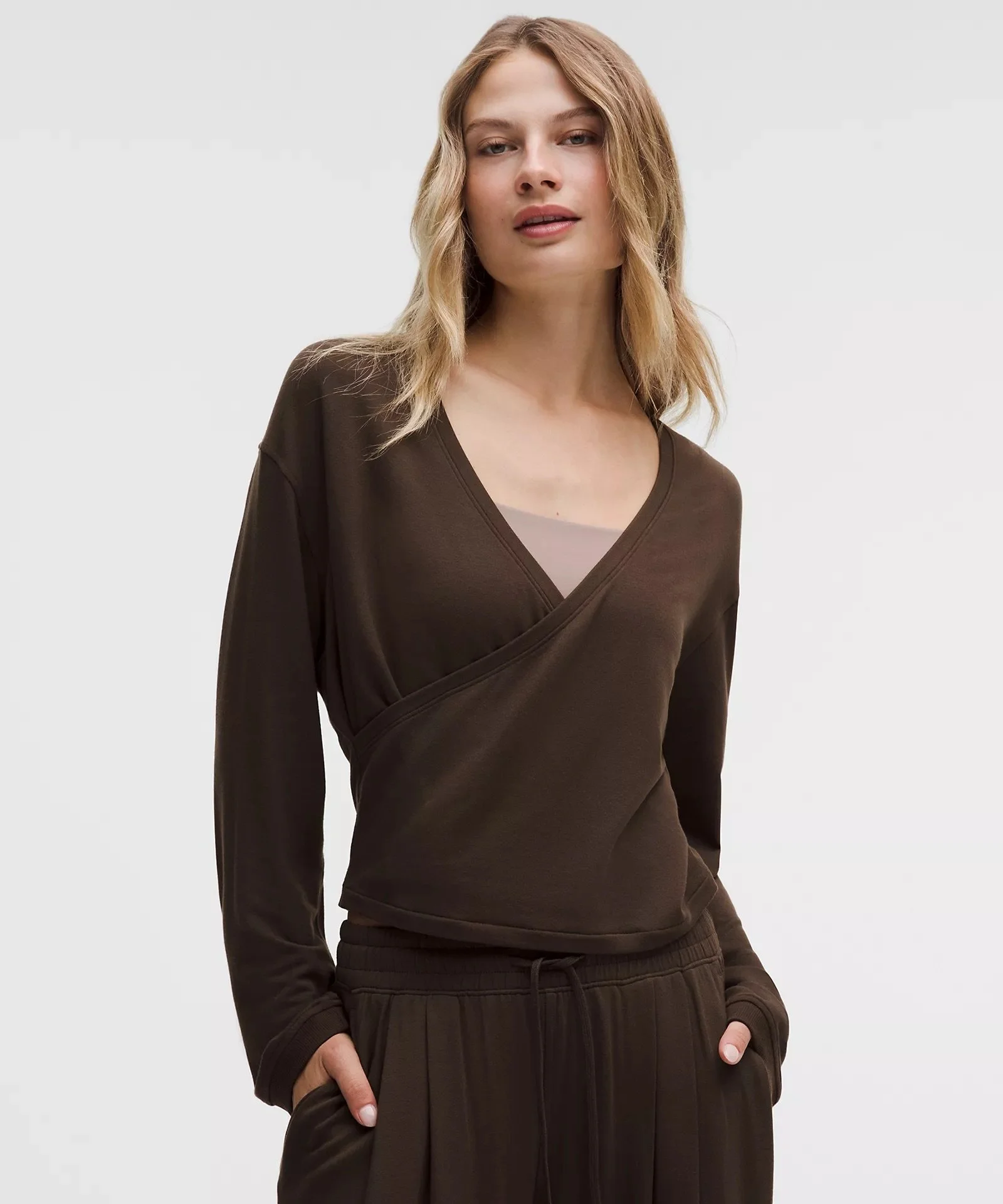 BeCalm Wrap-Front Long-Sleeve Shirt