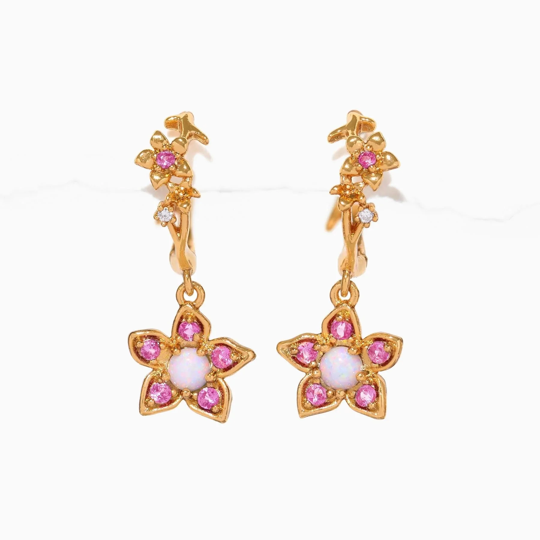 Mulan&nbsp;Flower&nbsp;Hoops - Gold
